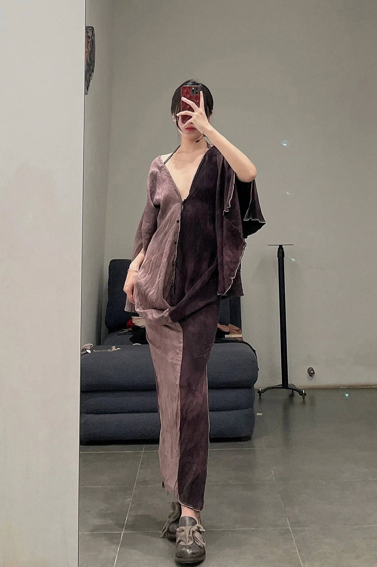a research of elapsing dyed dress Z-7393 light/dark purple - Image 16