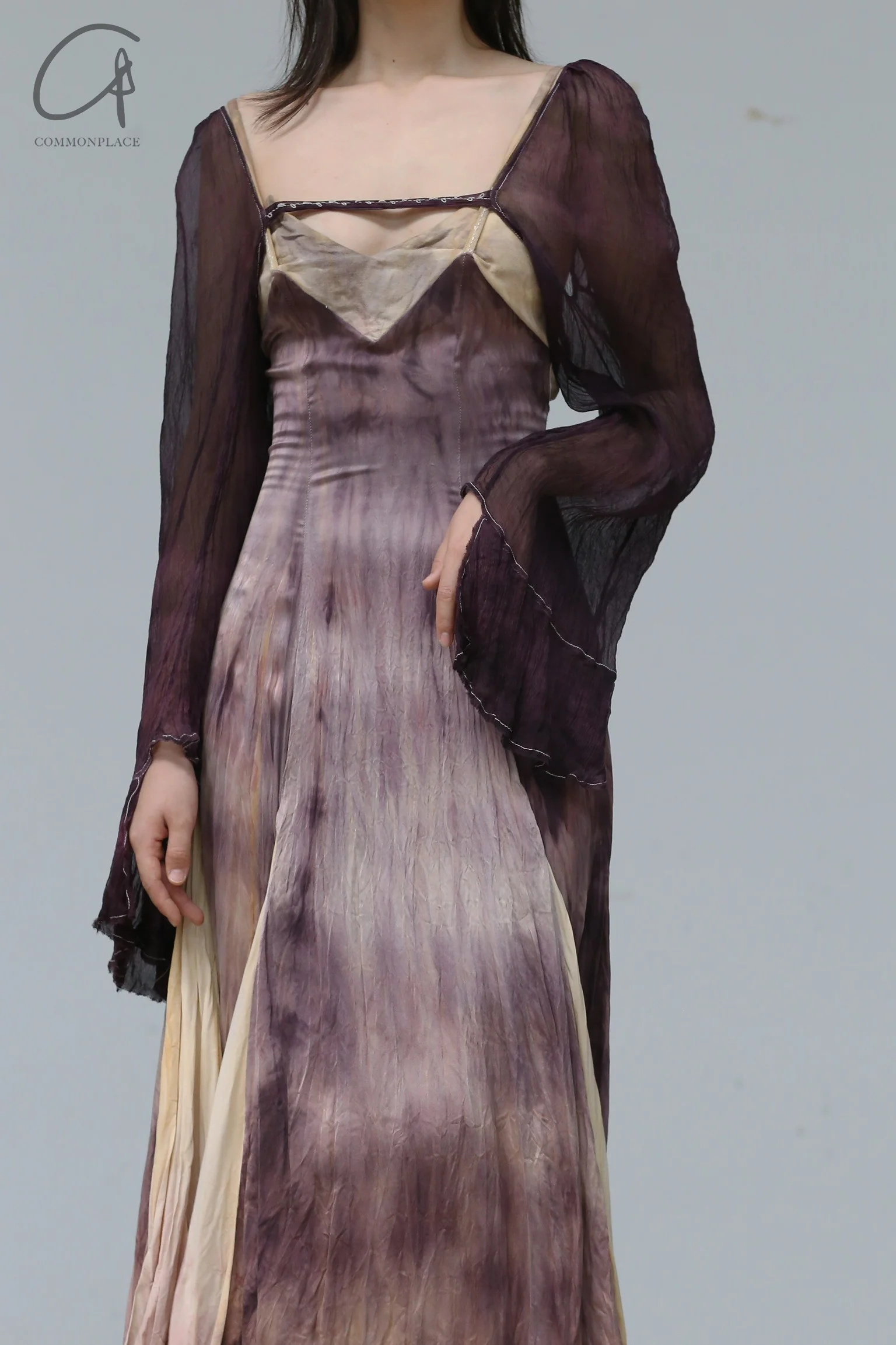 Elapsing Silk Floral Dye Maxi Skirt Backless Sling Dress ELP-Z-6639-HRZ 5 - Image 8