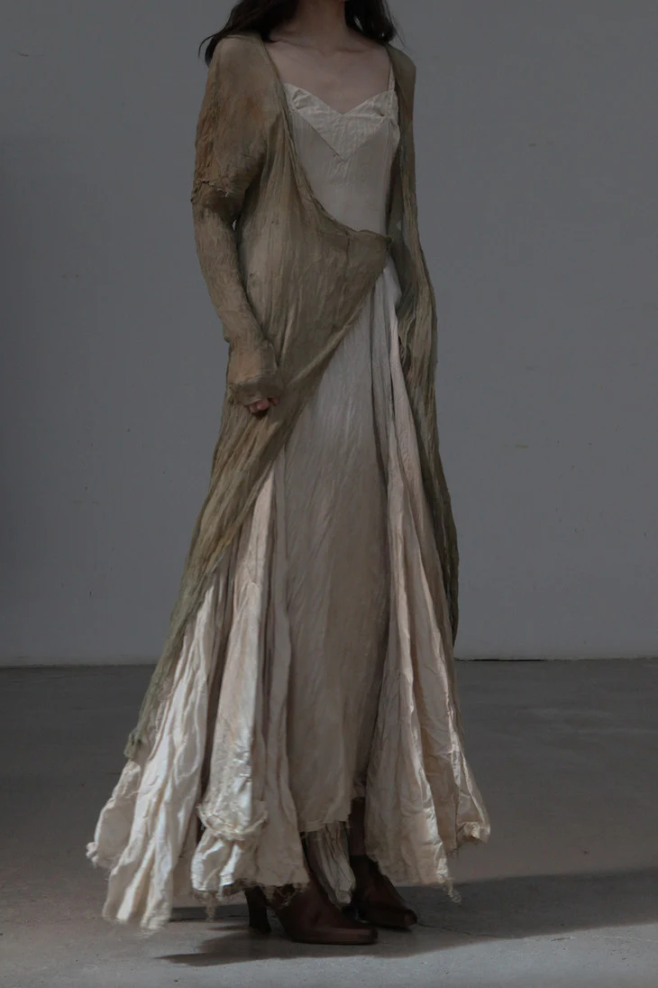 Elapsing Silk Flower Dye Maxi Skirt Backless Suspender Dress Z-6639 13 - Image 5