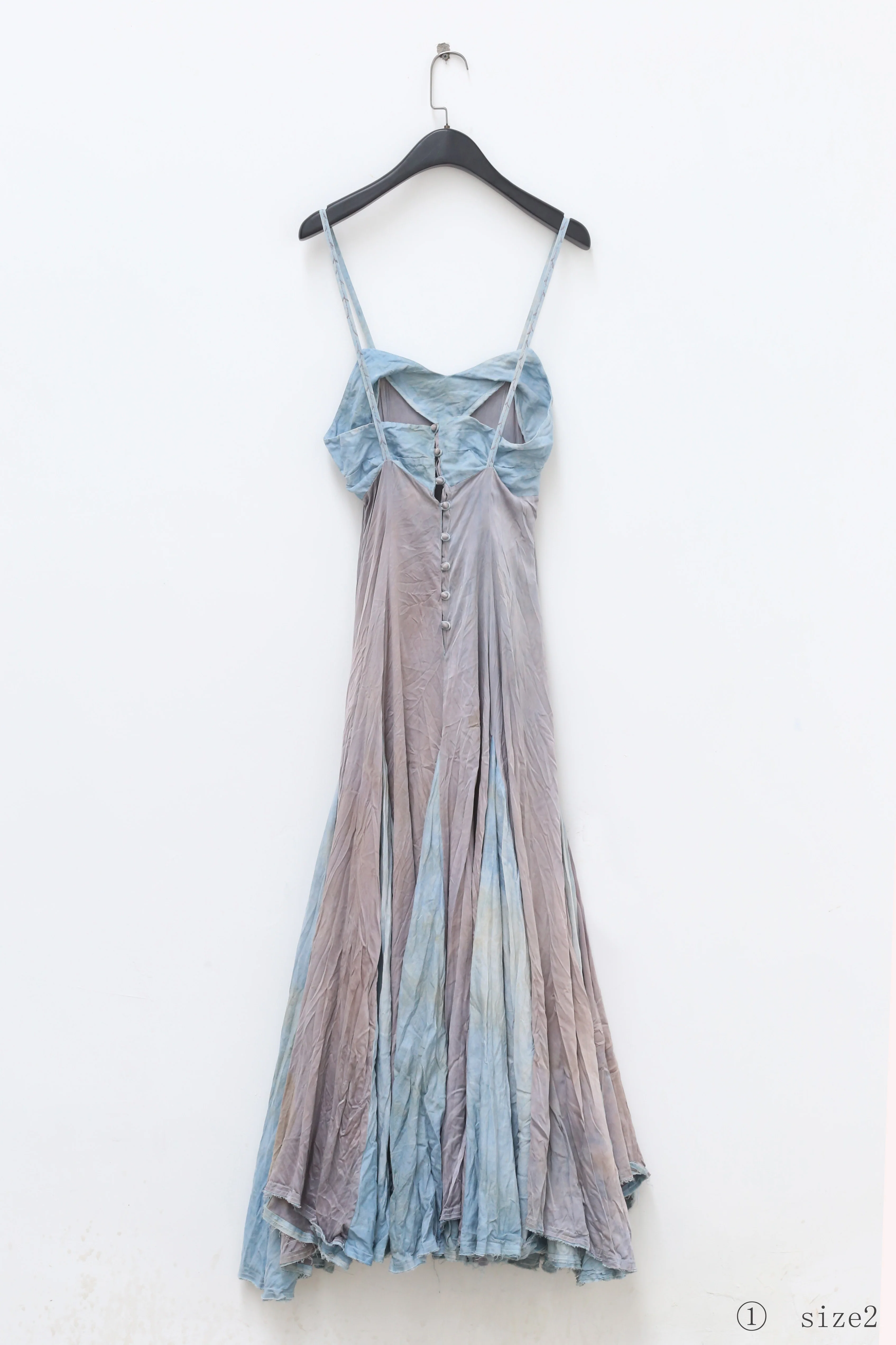 Elapsing Silk Flower Dye Maxi Skirt Backless Suspender Dress Z-6639 10 - Image 7