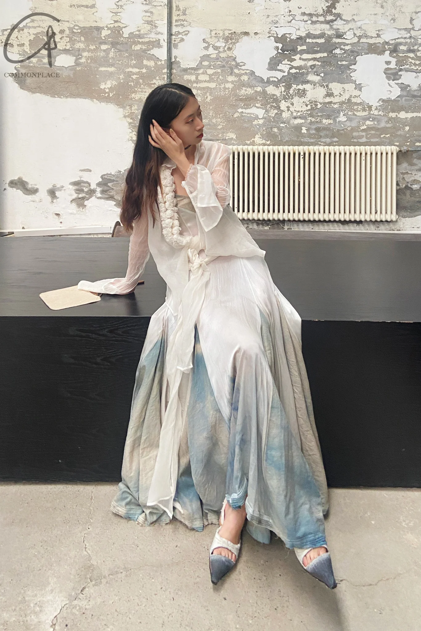 Elapsing Silk Floral Dye Maxi Skirt Backless Sling Dress ELP-Z-6639-RHL 7 - Image 8