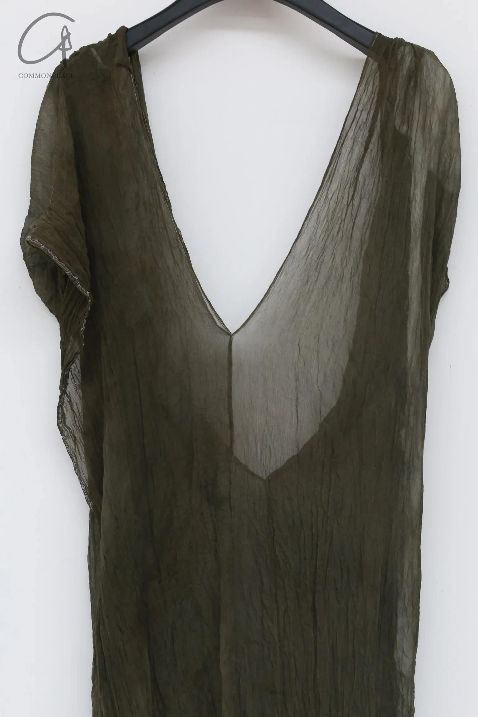 a research of elapsing sleeveless loose dress Z-6693 olive green - Image 7