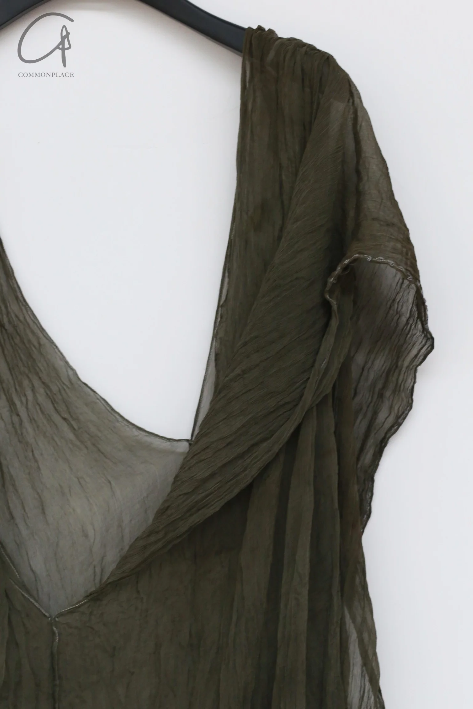 a research of elapsing sleeveless loose dress Z-6693 olive green - Image 8