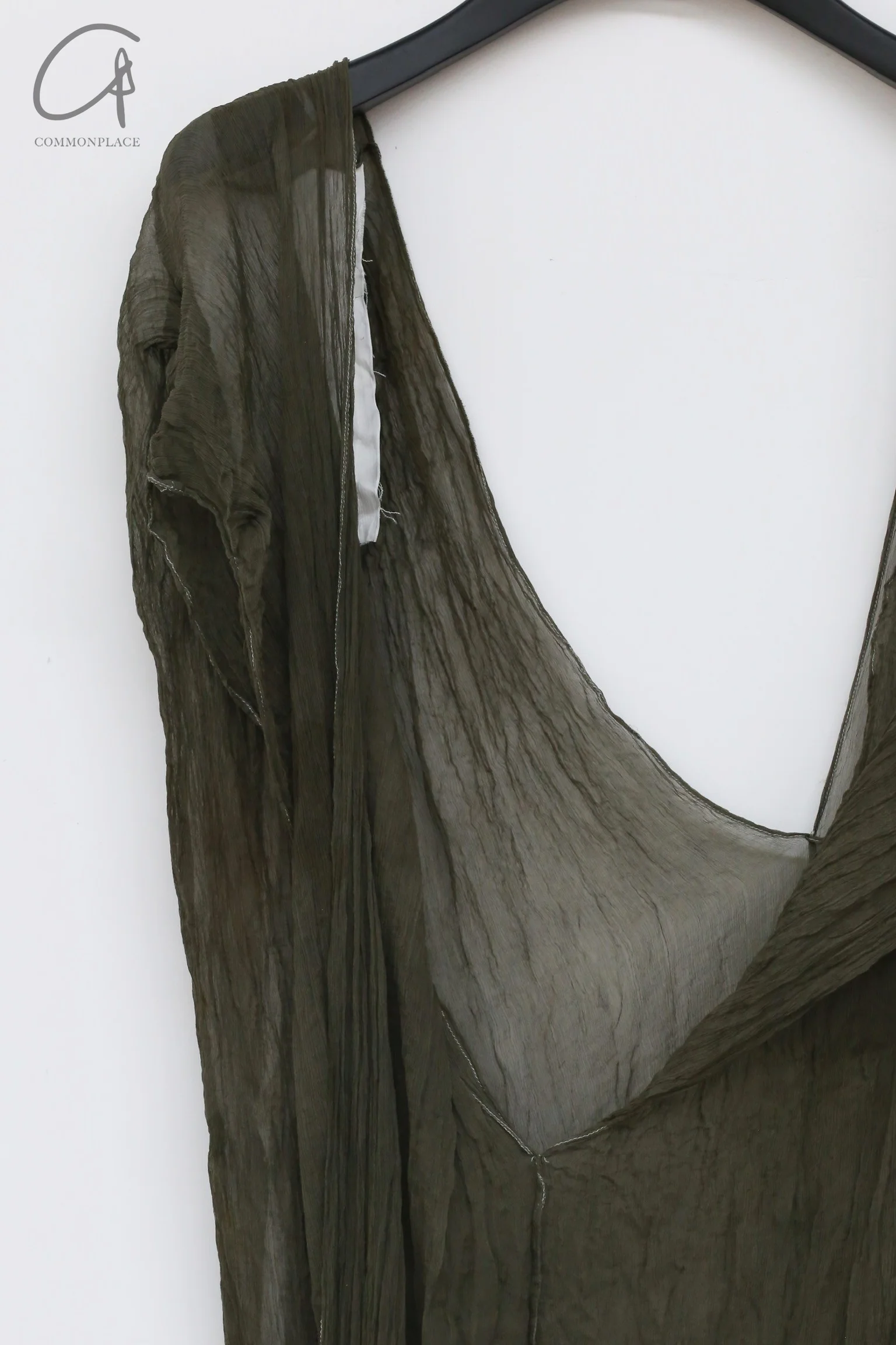 a research of elapsing sleeveless loose dress Z-6693 olive green - Image 9