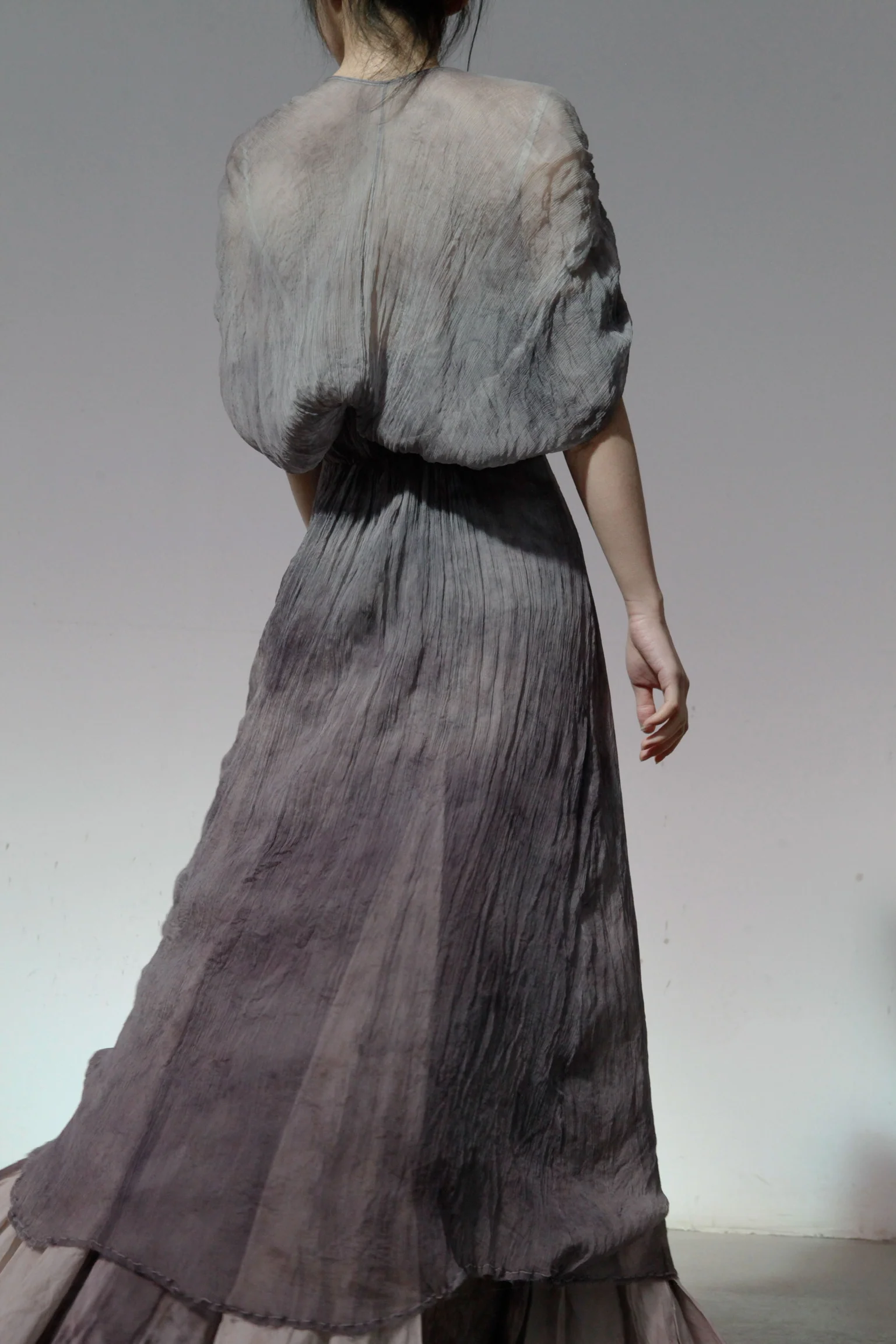 a research of elapsing stacked full silk pleated evening dress Z-6965 gray purple - Image 8