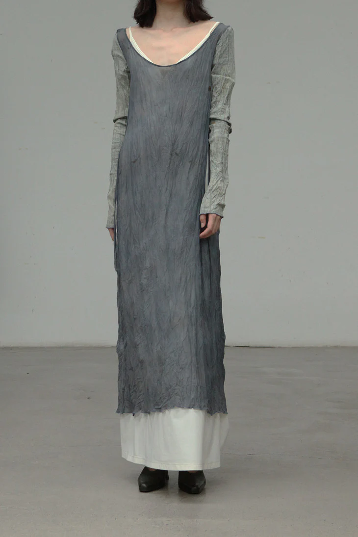 a research of elapsing two-tone stitching silk dress z-6973