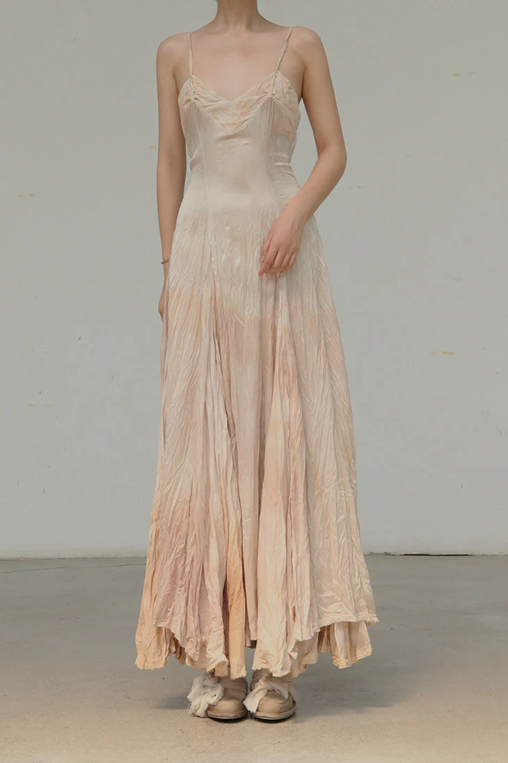 Elapsing Silk Floral Dye Maxi Skirt Backless Sling Dress ELP-Z-6639-FEN 1 - Image 6