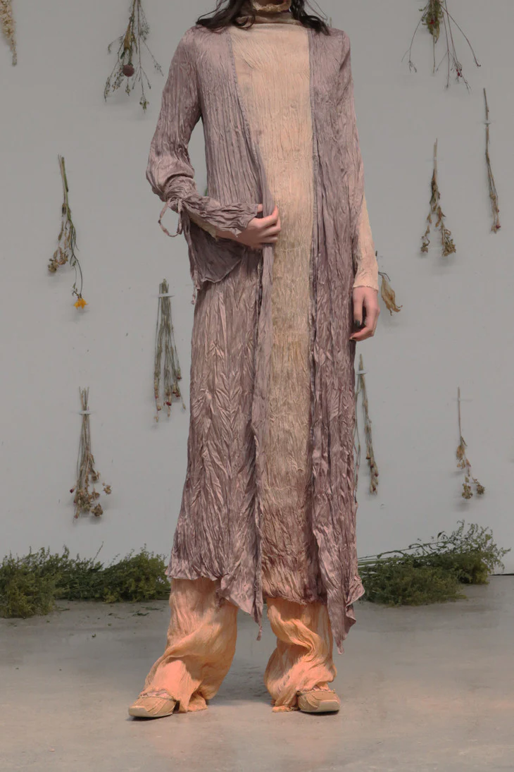 elapsing High degree of hand-dyed pleated side tie cardigan Dress series ELP-Z-6876-DANZI lavender - Image 2