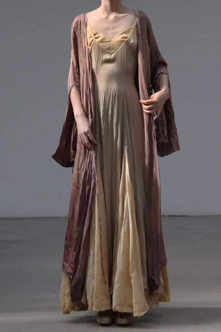 elapsing High degree of hand-dyed pleated side tie cardigan Dress series ELP-Z-6876-DANZI lavender - Image 8