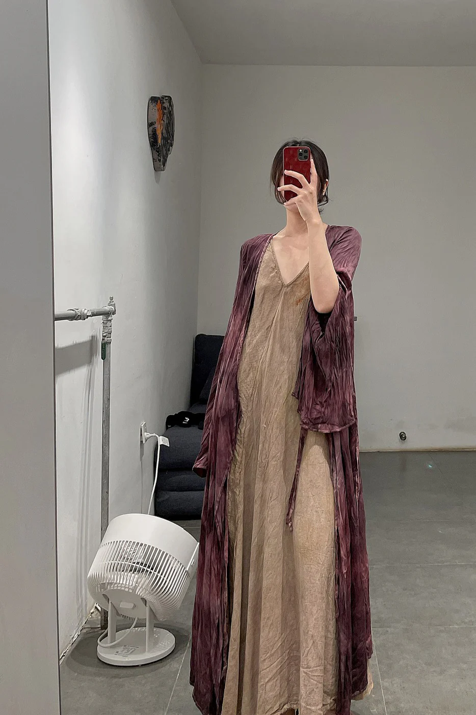 elapsing High degree of hand-dyed pleated side tie cardigan Dress series ELP-Z-6876-SHENZI Dark purple - Image 18