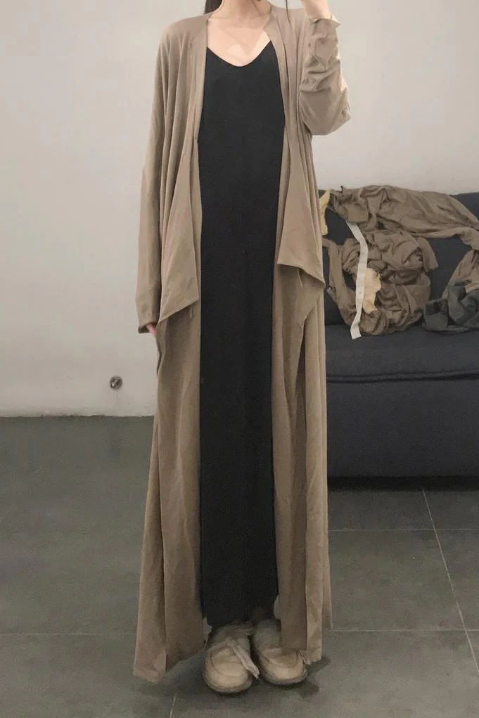elapsing Cupro-ammonia silk collarless cardigan wool coat Handmade Classic Skin-friendly and comfortable Temperament ELP-Z-6957-TUO Camel Z-6957