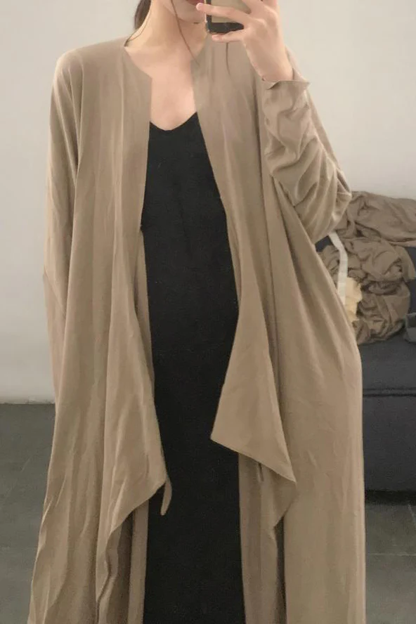 elapsing Cupro-ammonia silk collarless cardigan wool coat Handmade Classic Skin-friendly and comfortable Temperament ELP-Z-6957-TUO Camel Z-6957 - Image 2