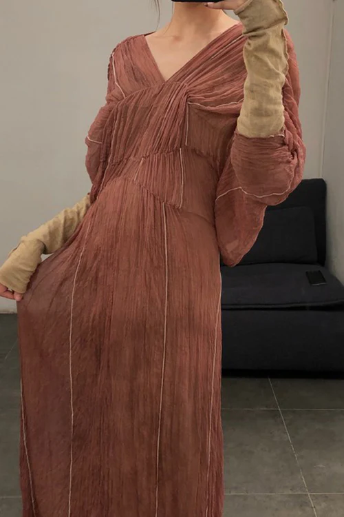 a research of elapsing Z-6965 stacked full silk pleated evening dress - Image 10