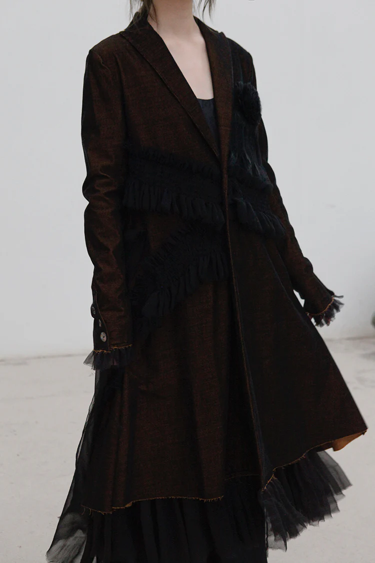 A Tentative Atelier asymmetric hand-stitched skinny long sports coat A2122371 - Image 3