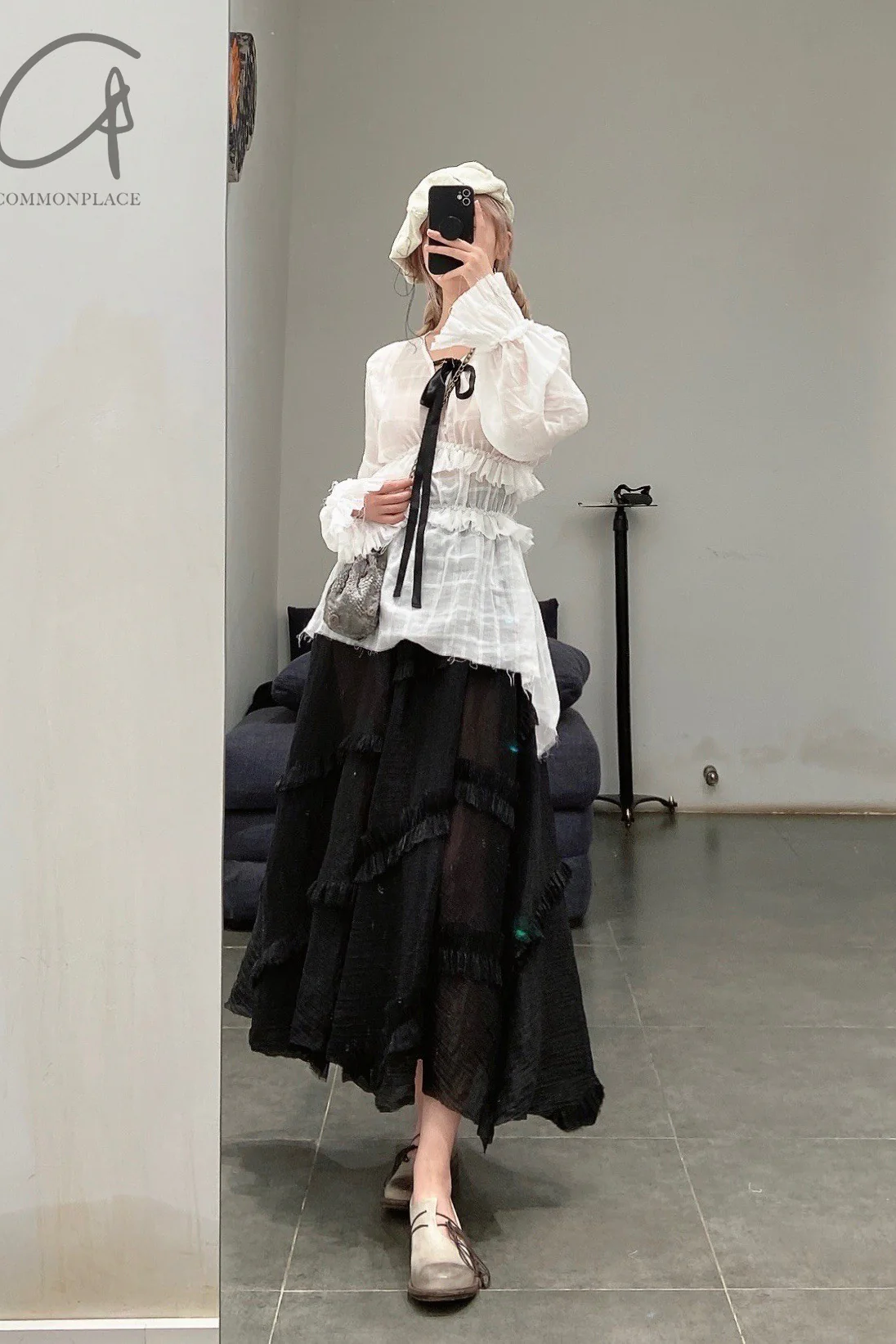 A Tentative Atelier Collection Ribbon Plaid Shirt a2222409 - Image 19