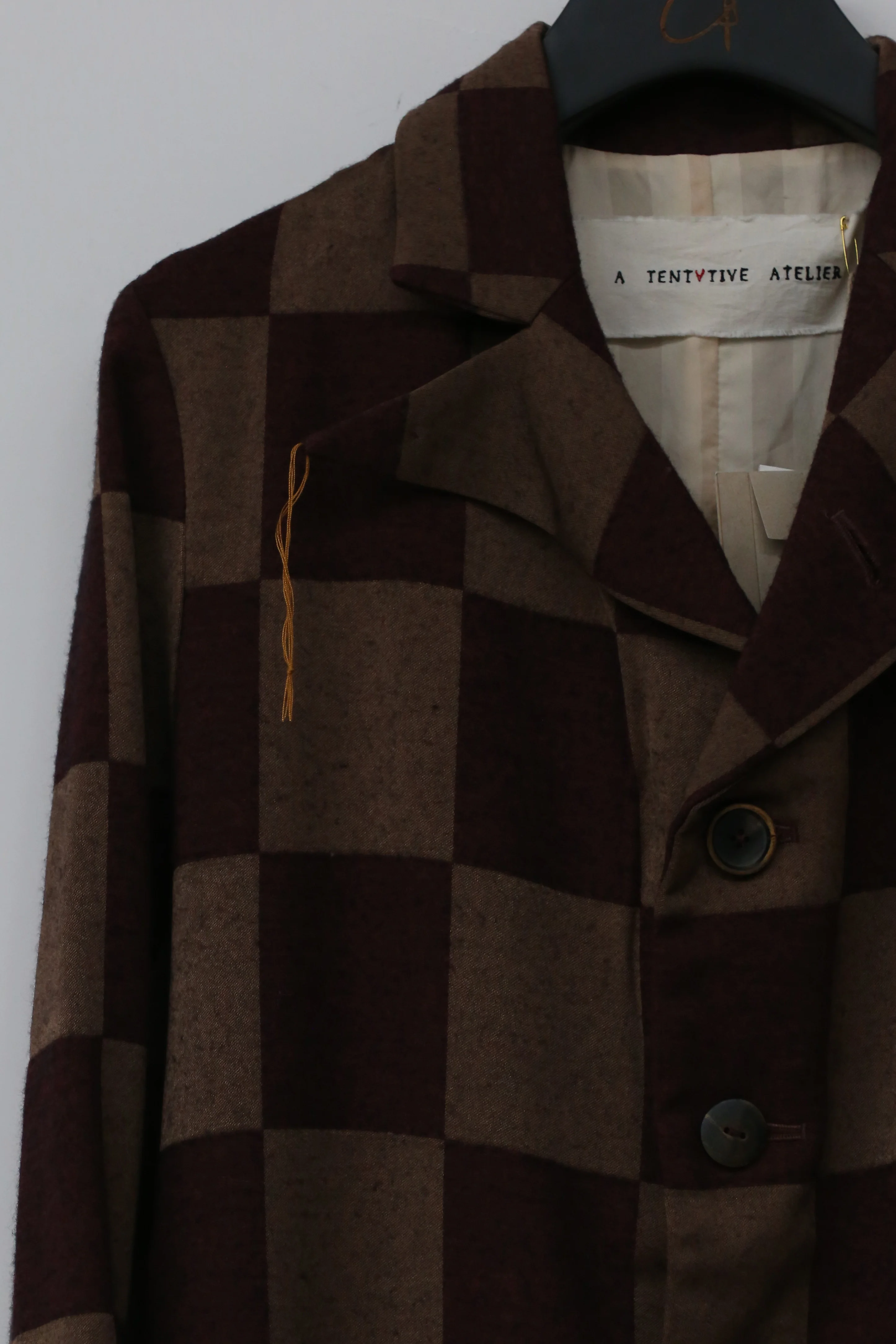 A Tentative Atelier Long Button Jacquard Checkerboard Coat A2122386 - Image 4
