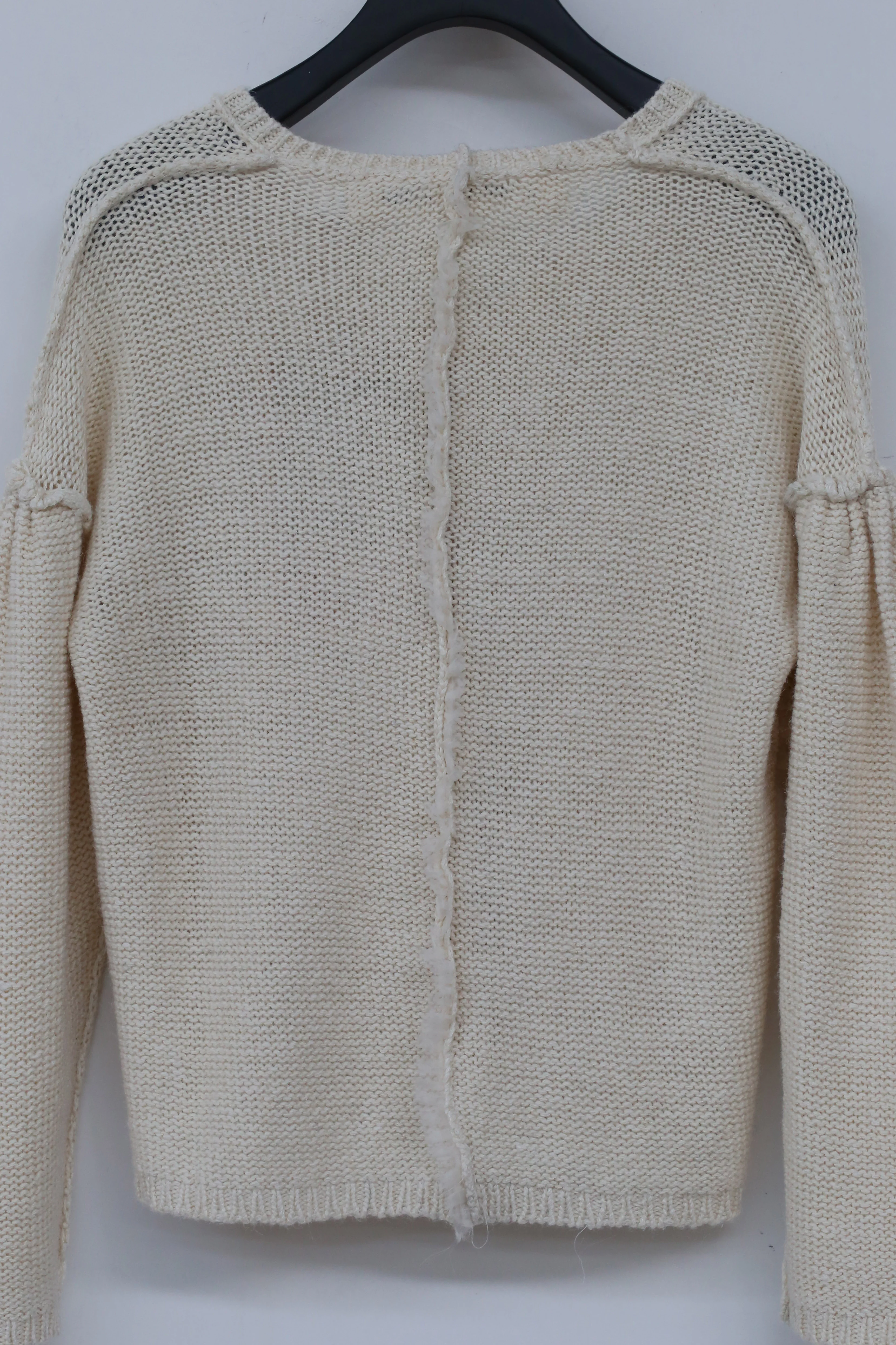 A Tentative Atelier Reverse Ruffle Cardigan Wool Sweater Linen ATA-A2122852-RUBAI Cream - Image 4