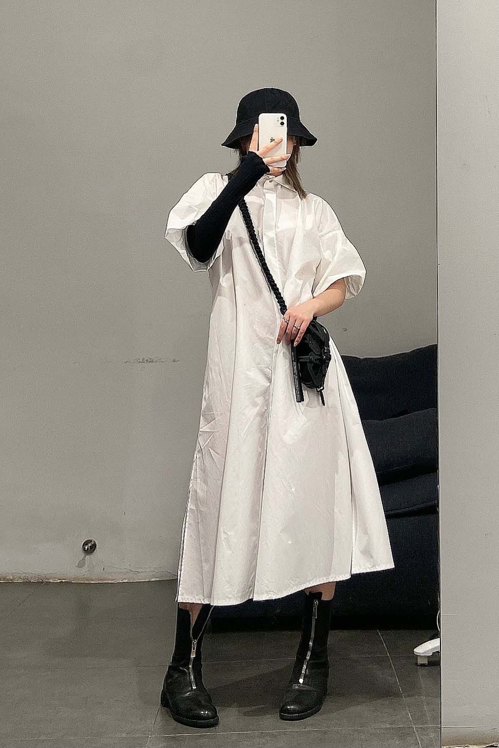 Aganovich long chest pleated shirt dress SH01 - Image 13