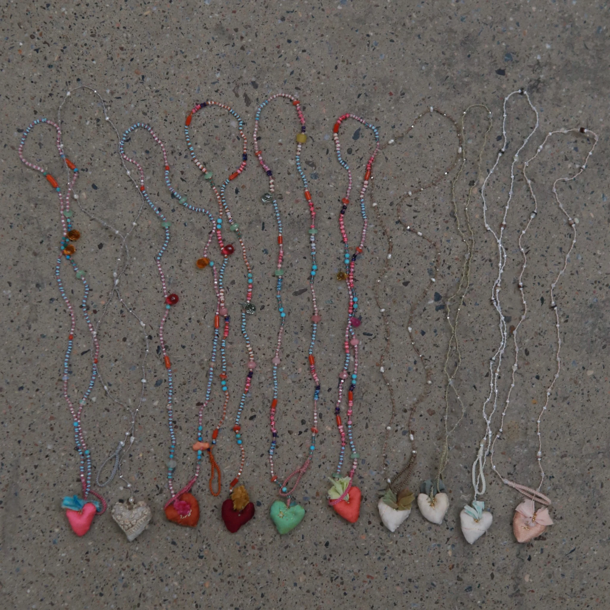 Antomoon necklace with glass beads and silk heart decoration ATM-Antomoon-7-3-glass bead (Antomoon-7-1) - Image 4