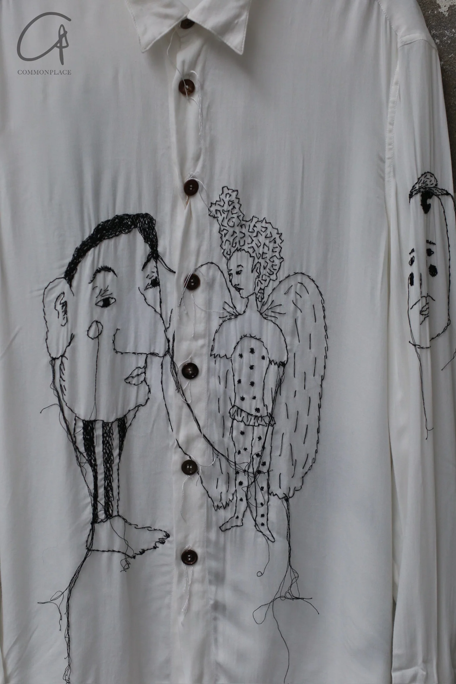 ARCHIVIO J.M.Ribot 24 Autumn and Winter Hand-painted Embroidered Shirt Italy AJM-SH42/MI/RI-0 White - Image 2