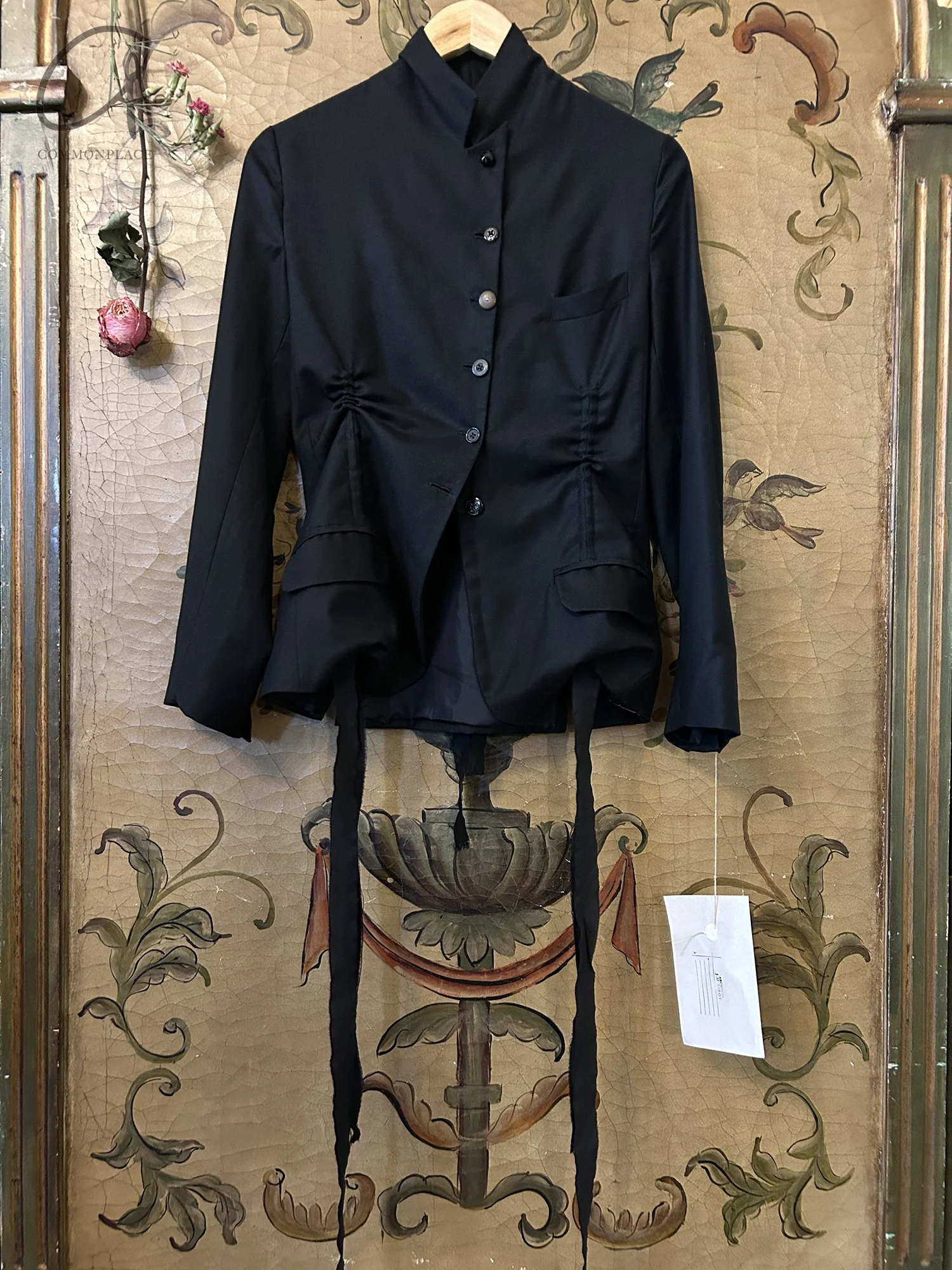ARCHIVIO J.M.Ribot 24 Autumn and Winter Stand Collar Drawstring Jacket Single Breasted AJM-AWG42/SL-0 Black - Image 6