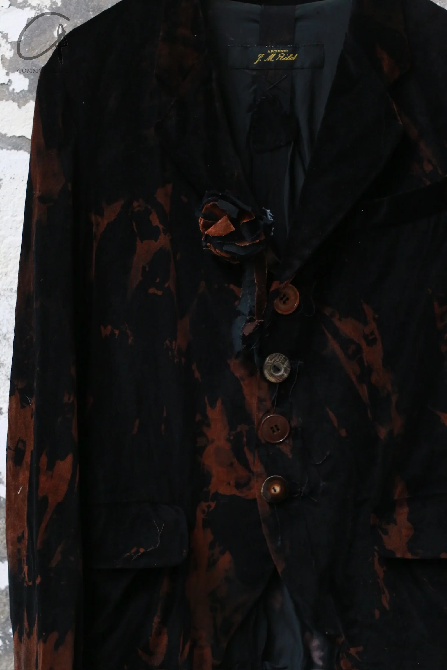 ARCHIVIO J.M.Ribot 24 Autumn/Winter Handmade Bleached Suit Jacket Italy AJM-G15/VB/BLEACHED-0 Black - Image 2