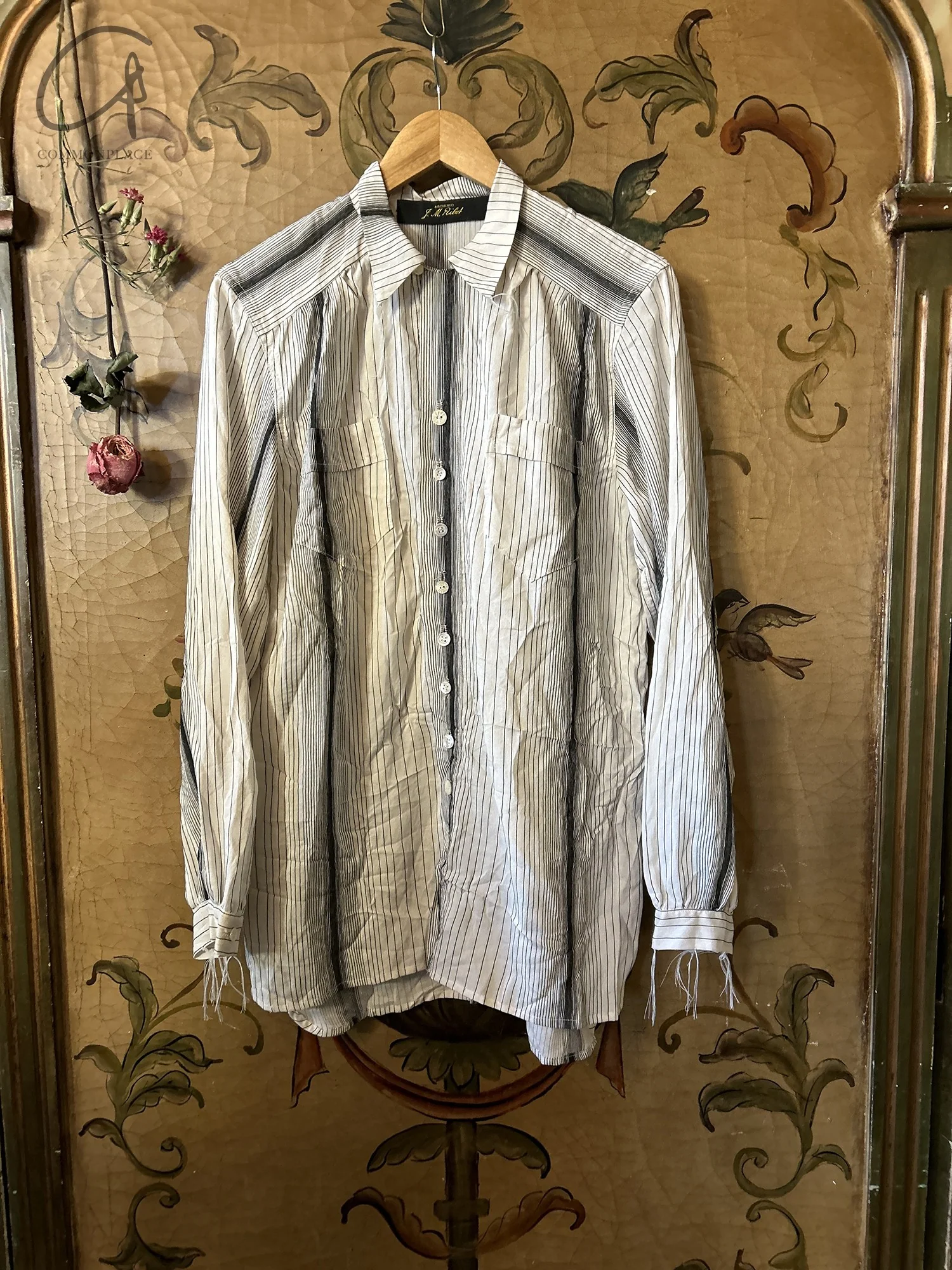 ARCHIVIO J.M.Ribot 24 Autumn/Winter Vertical Striped Shirt Italy AJM-SH22/DN-0 Black and White - Image 5