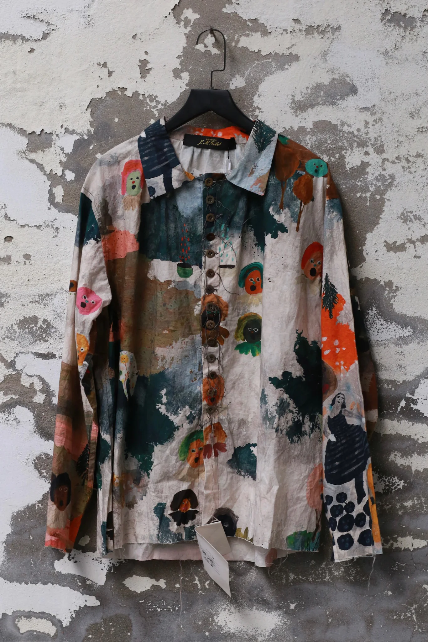 ARCHIVIO J.M.Ribot hand-painted graffiti dyed shirt/pants Italy AJM-W27-/MMG-COLORED PRINT shirt