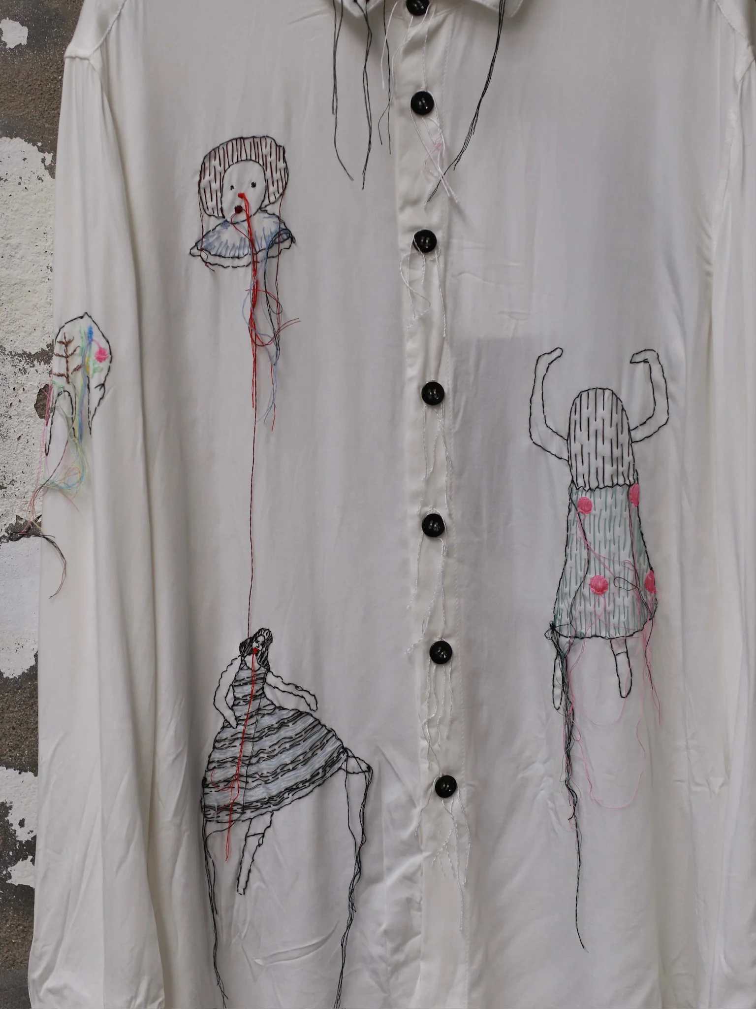 ARCHIVIO J.M.Ribot handmade embroidered shirt Italy AJM-SH09/MI/RI-BAI1 white - Image 3