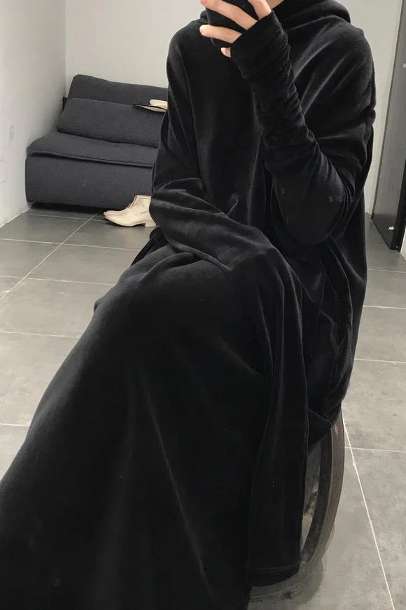 AREA BY BARBARA BOLOGNA (Long Hoodie) CN-03B Black - Image 13