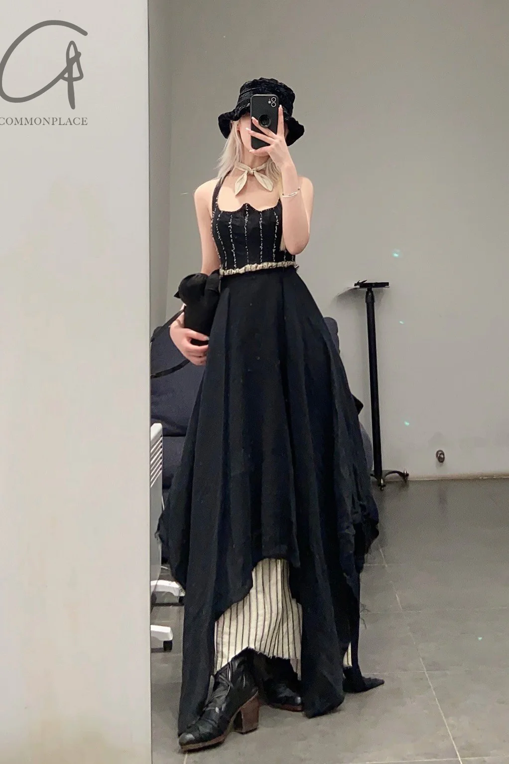 Atelier Inscrire black calfskin and silk shoes silk front boot - Image 27