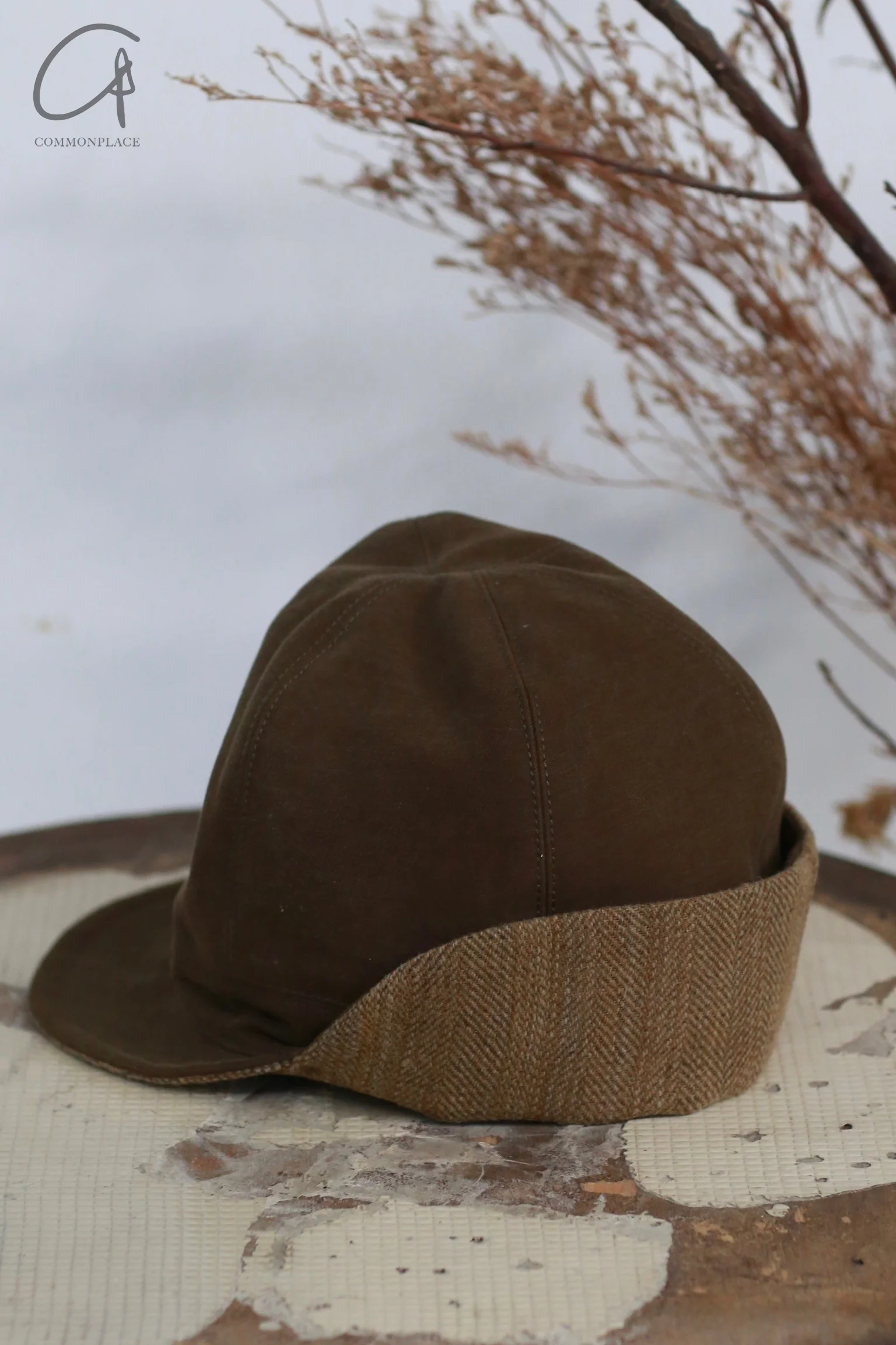 AVIVA JIFEI XUE 24 Autumn and Winter Dark Olive Cotton Brushed Back Hiking Hat AJX-FW24-TC-DOCBKWLC-SGLGW-F Dark Olive Plaid