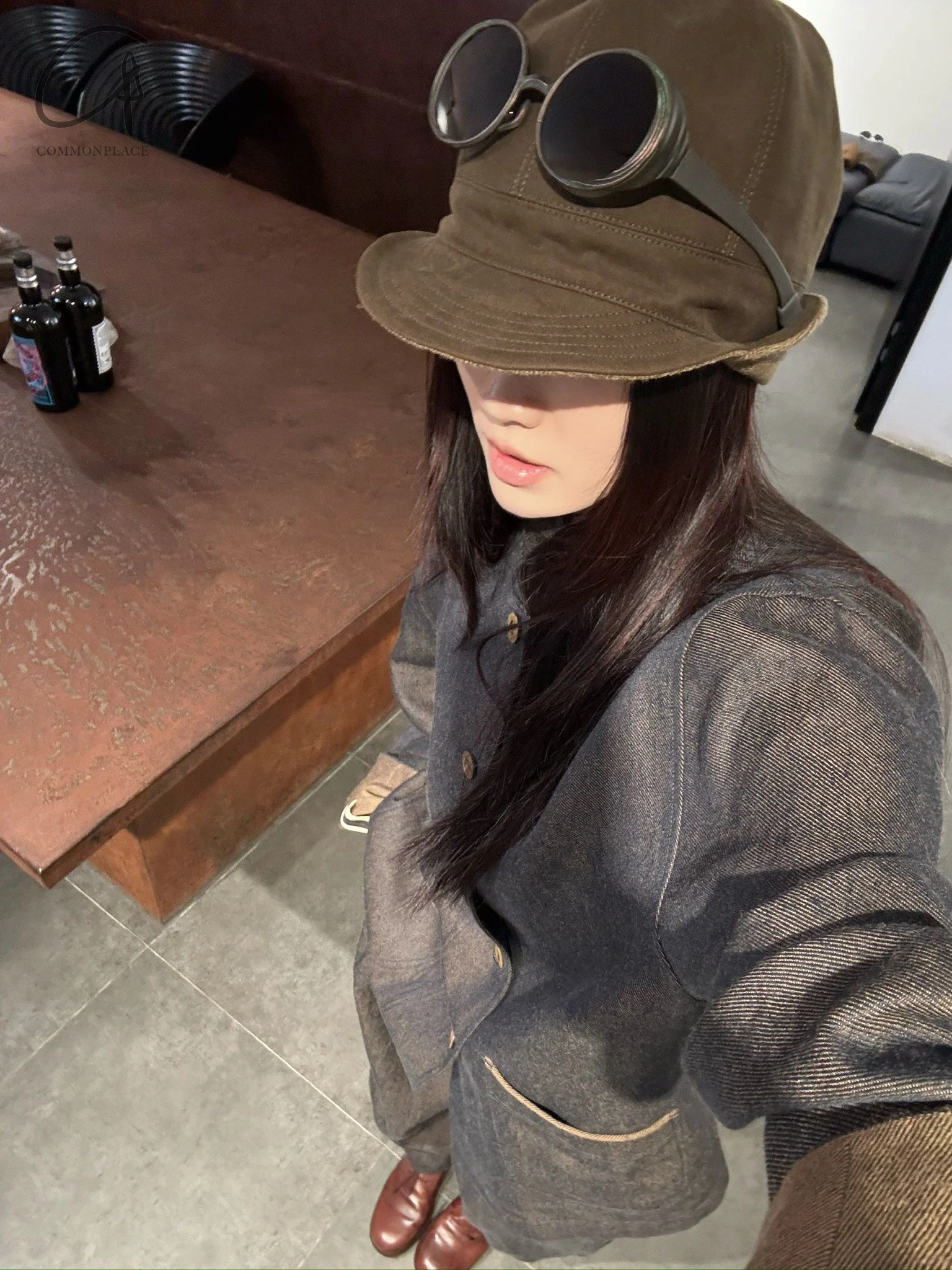 AVIVA JIFEI XUE 24 Autumn and Winter Dark Olive Cotton Brushed Back Hiking Hat AJX-FW24-TC-DOCBKWLC-SGLGW-F Dark Olive Plaid - Image 12