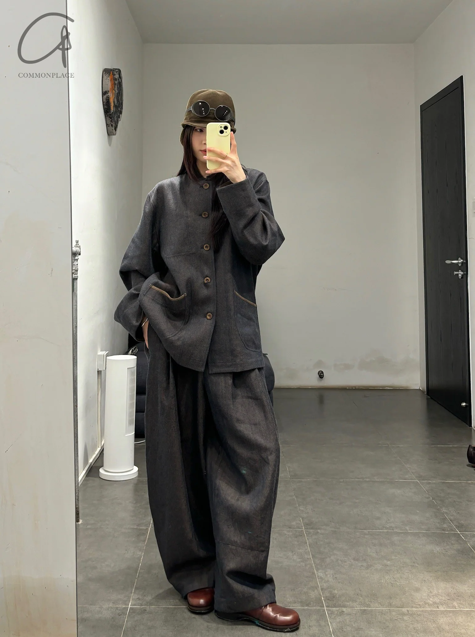 AVIVA JIFEI XUE 24 Autumn and Winter Dark Olive Cotton Brushed Back Hiking Hat AJX-FW24-TC-DOCBKWLC-SGLGW-F Dark Olive Plaid - Image 20