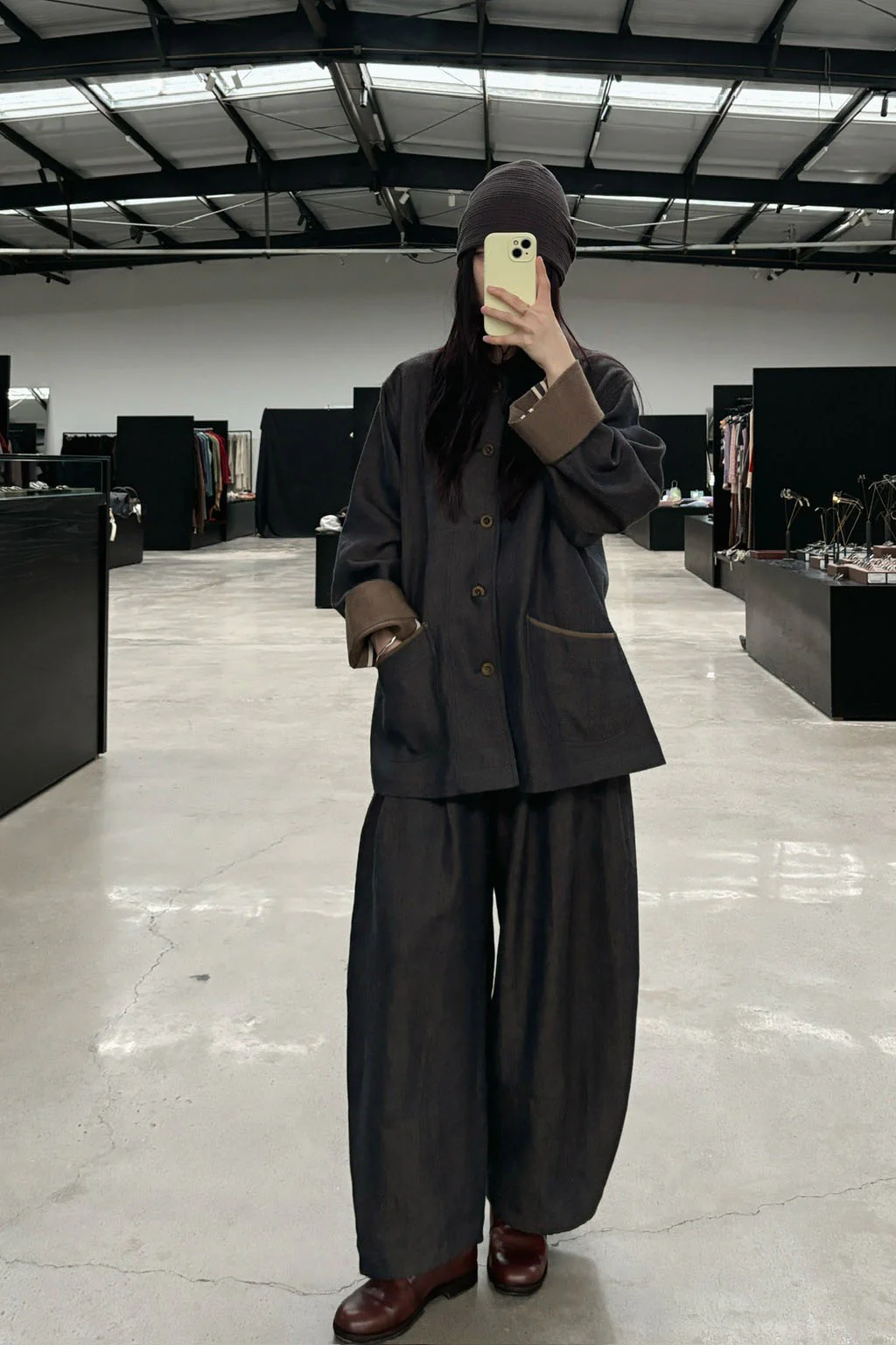 AVIVA JIFEI XUE 24 Autumn and Winter Wool Linen Plaid Cocoon Pants AJX-FW24-CP-WLD-NZ Denim FW24-CP-KWLC - Image 12