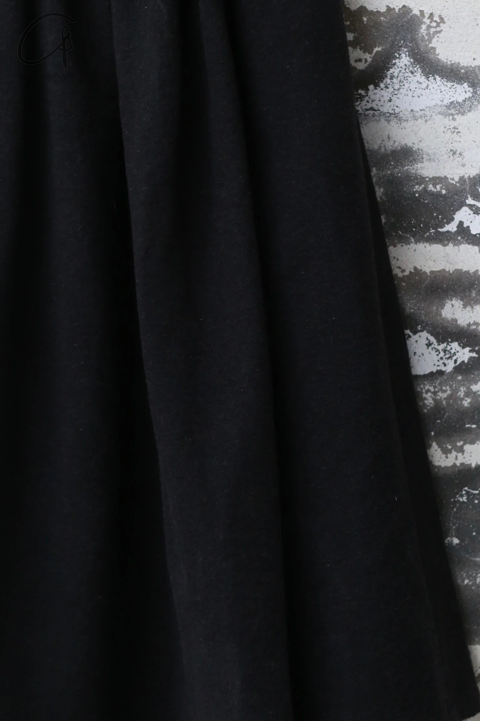 AVIVA JIFEI XUE 24 Autumn and Winter Wool Linen Satin Hakama Skirt AJX-FW24-HS-BWLS-HEI Black - Image 3