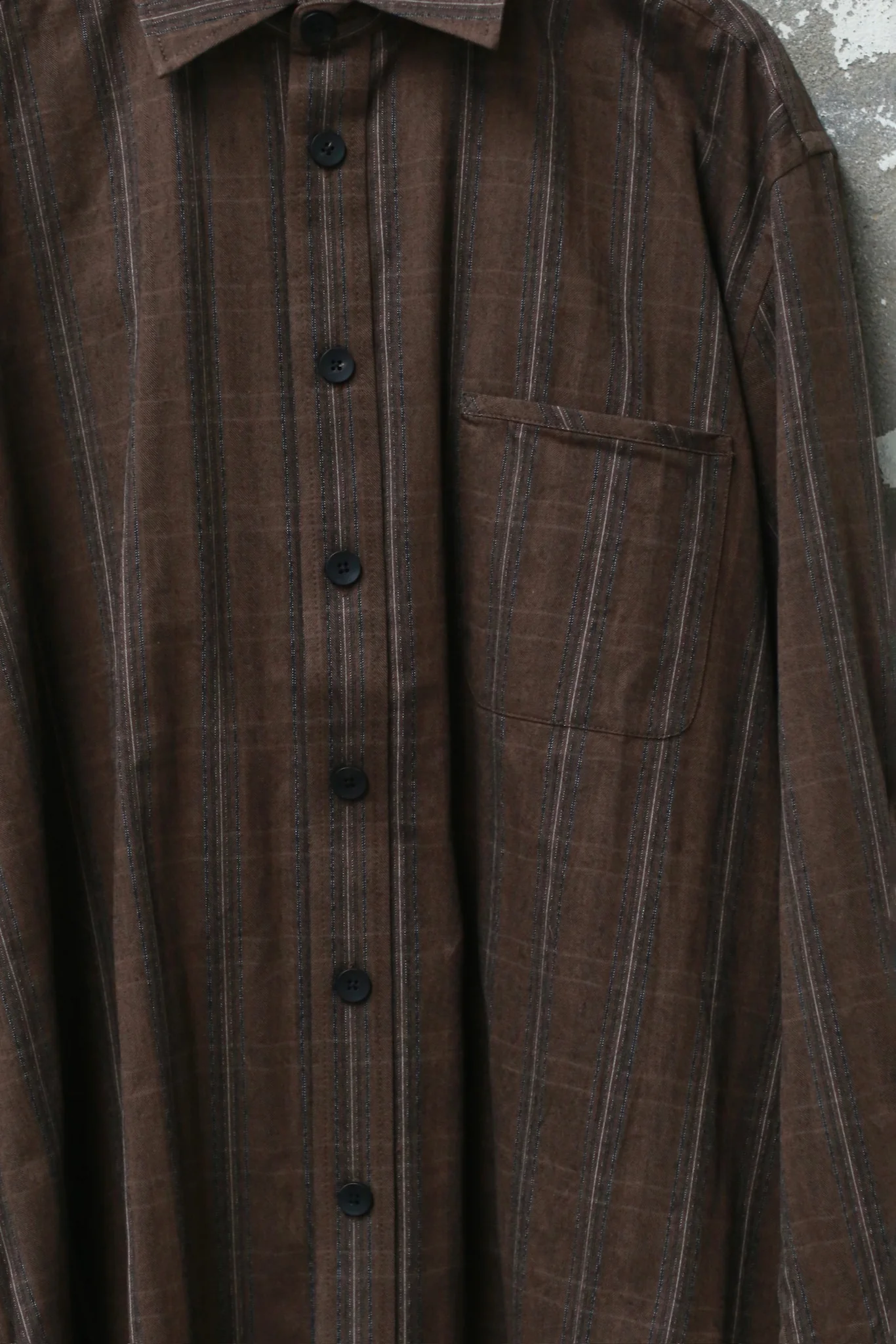 AVIVA JIFEI XUE 25 Autumn and Winter Simple Shirt / Layered Balloon Skirt AJX-FW25-ES-USCT-Umber Stripe Top - Image 2