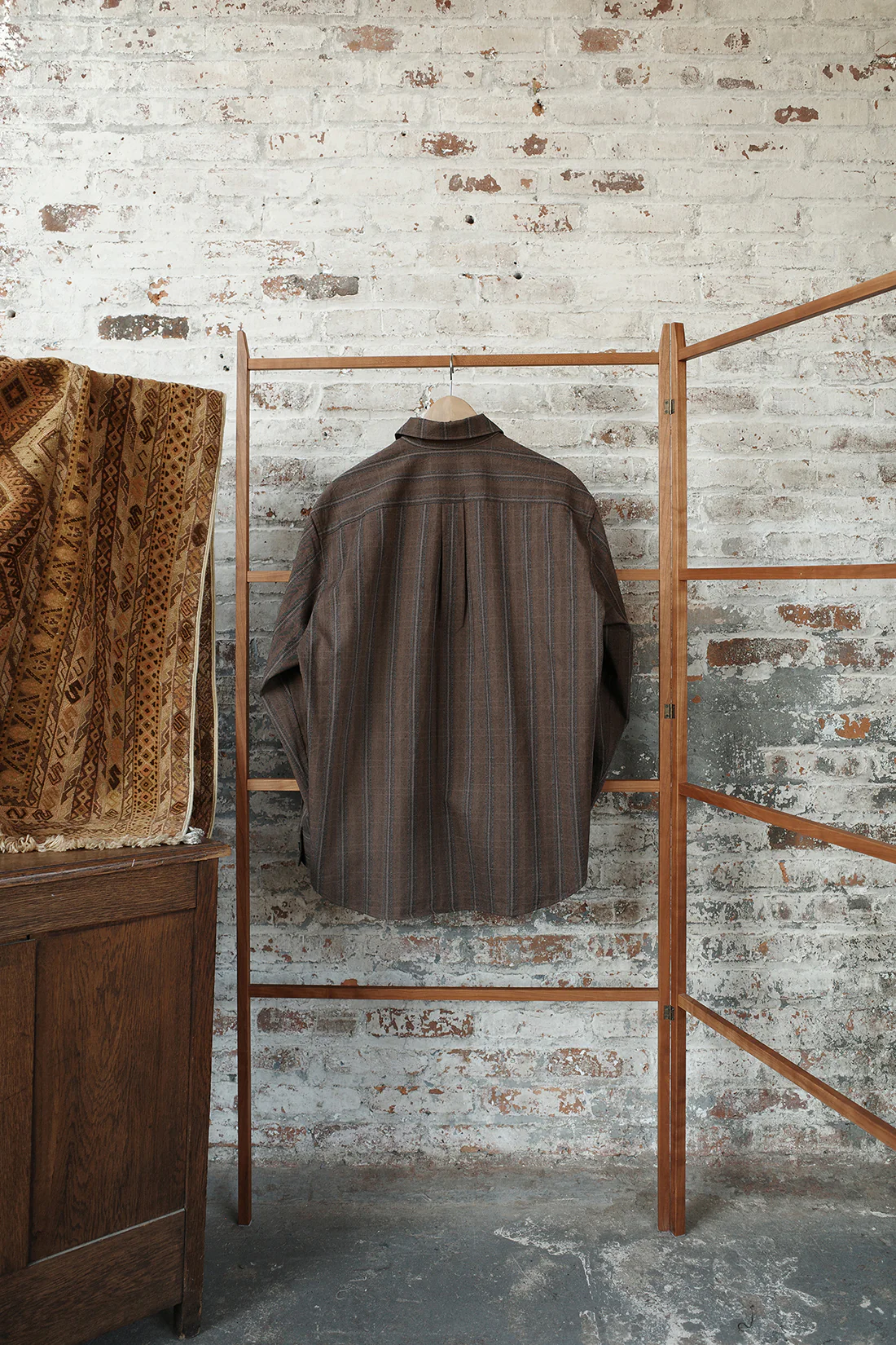 AVIVA JIFEI XUE 25 Autumn and Winter Simple Shirt / Layered Balloon Skirt AJX-FW25-ES-USCT-Umber Stripe Top - Image 6