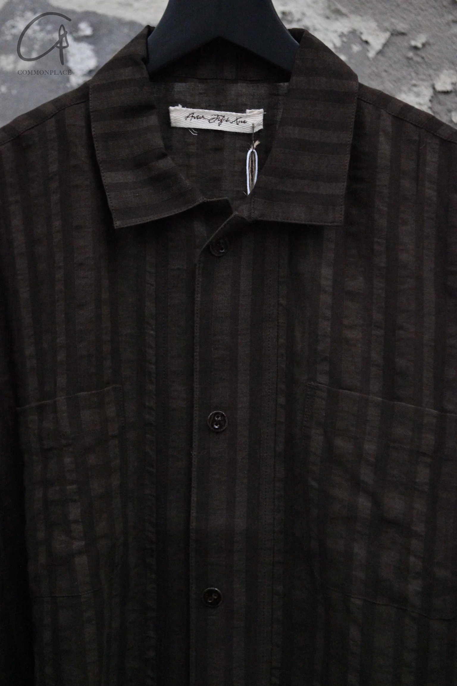 AVIVA JIFEI XUE 25 Spring and Summer Short Sleeve Boxy Shirt AJX-SS25-SSBS-MGS-JBTW Mud Gradient Stripes - Image 2