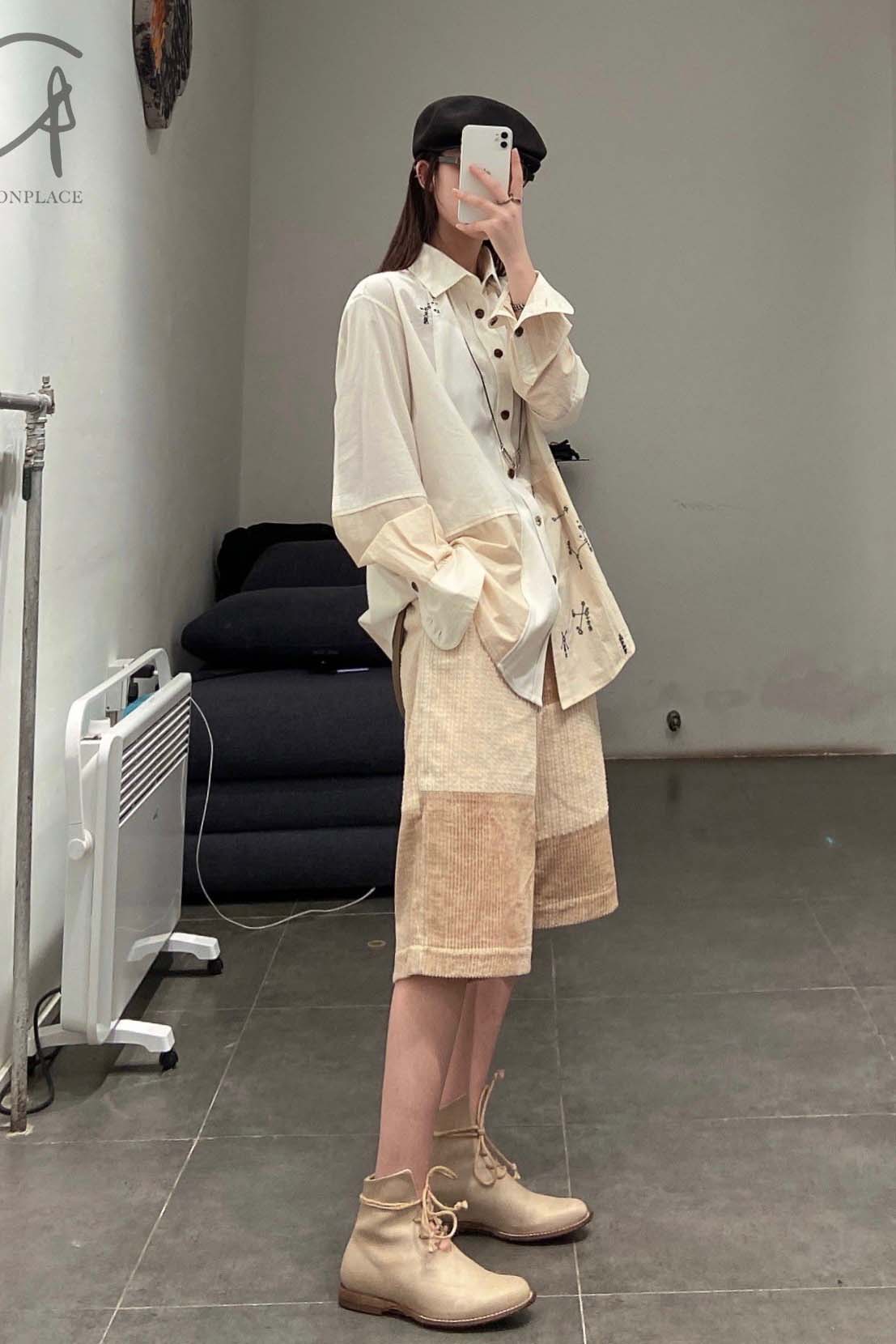 AVIVA JIFEI XUE Ancient Constellation Embroidered Patchwork White Shirt S22-ELSS - Image 26