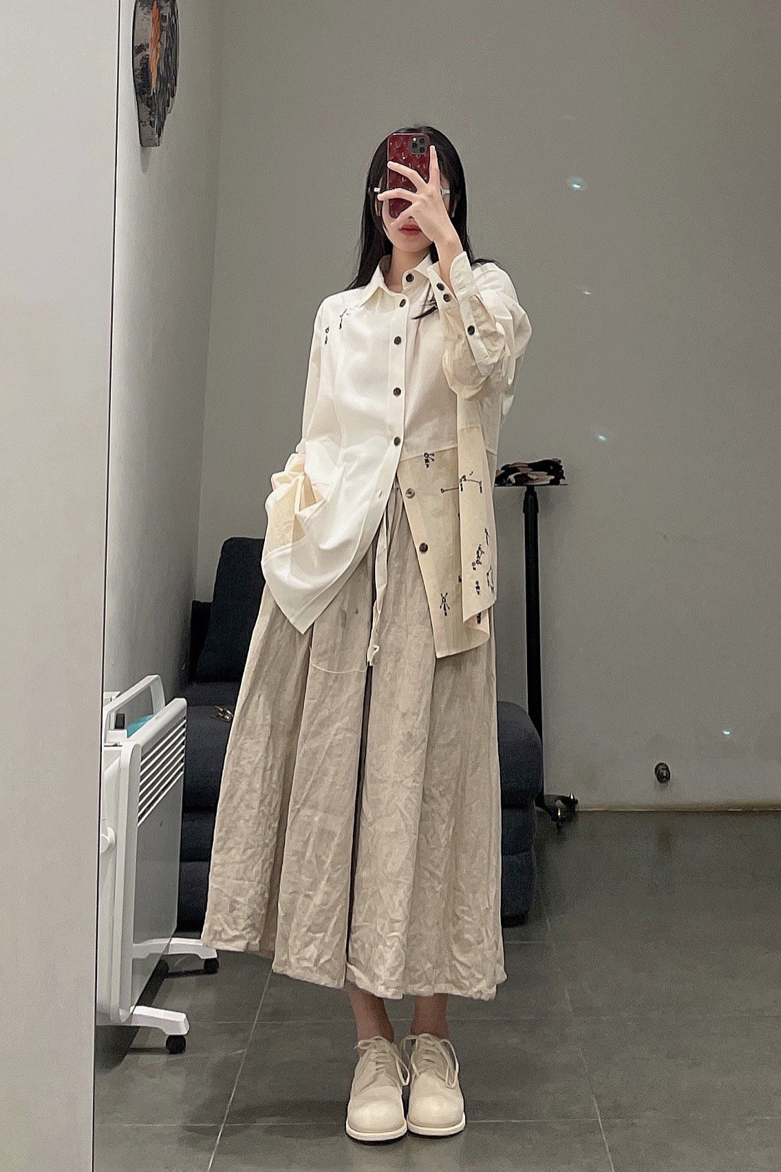AVIVA JIFEI XUE Ancient Constellation Embroidered Patchwork White Shirt S22-ELSS - Image 27