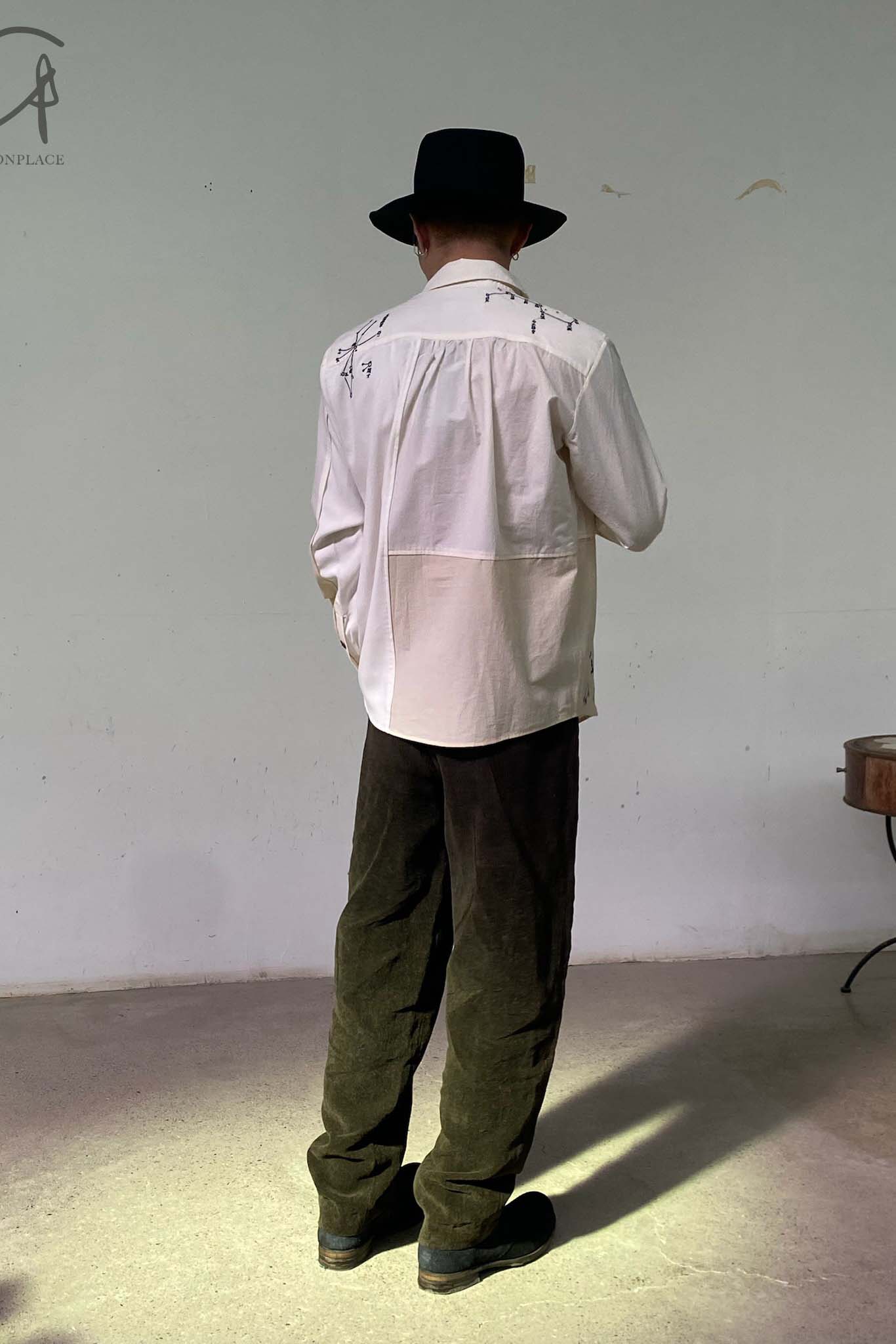 AVIVA JIFEI XUE Ancient Constellation Embroidered Patchwork White Shirt S22-ELSS - Image 32
