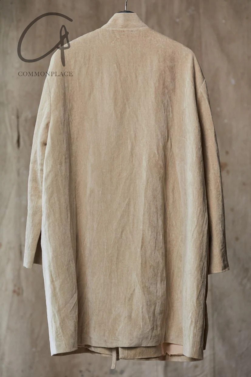 AVIVA JIFEI XUE Beige velvet mid-length kimono jacket FW23-KJM-BE - Image 12