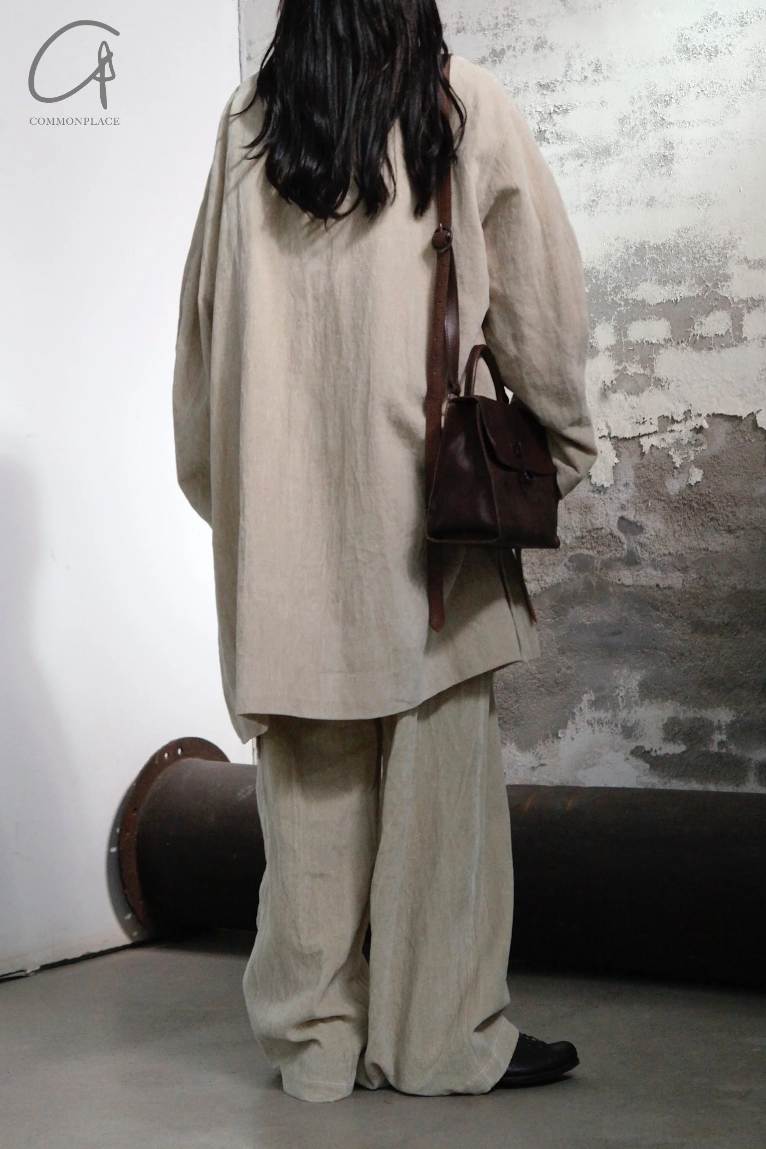 AVIVA JIFEI XUE Beige velvet mid-length kimono jacket FW23-KJM-BE - Image 6
