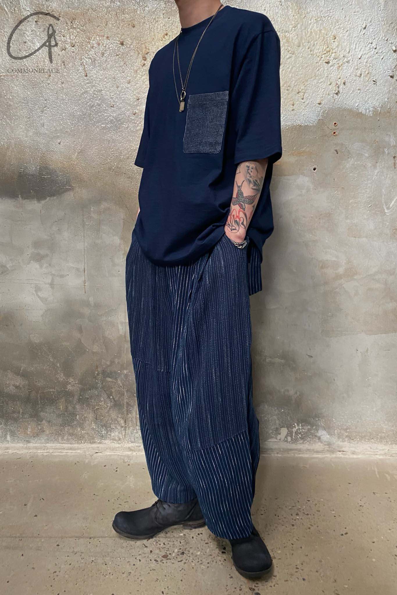 AVIVA JIFEI XUE Blue Striped Panel Wide Leg Pants S22-CWLP - Image 15
