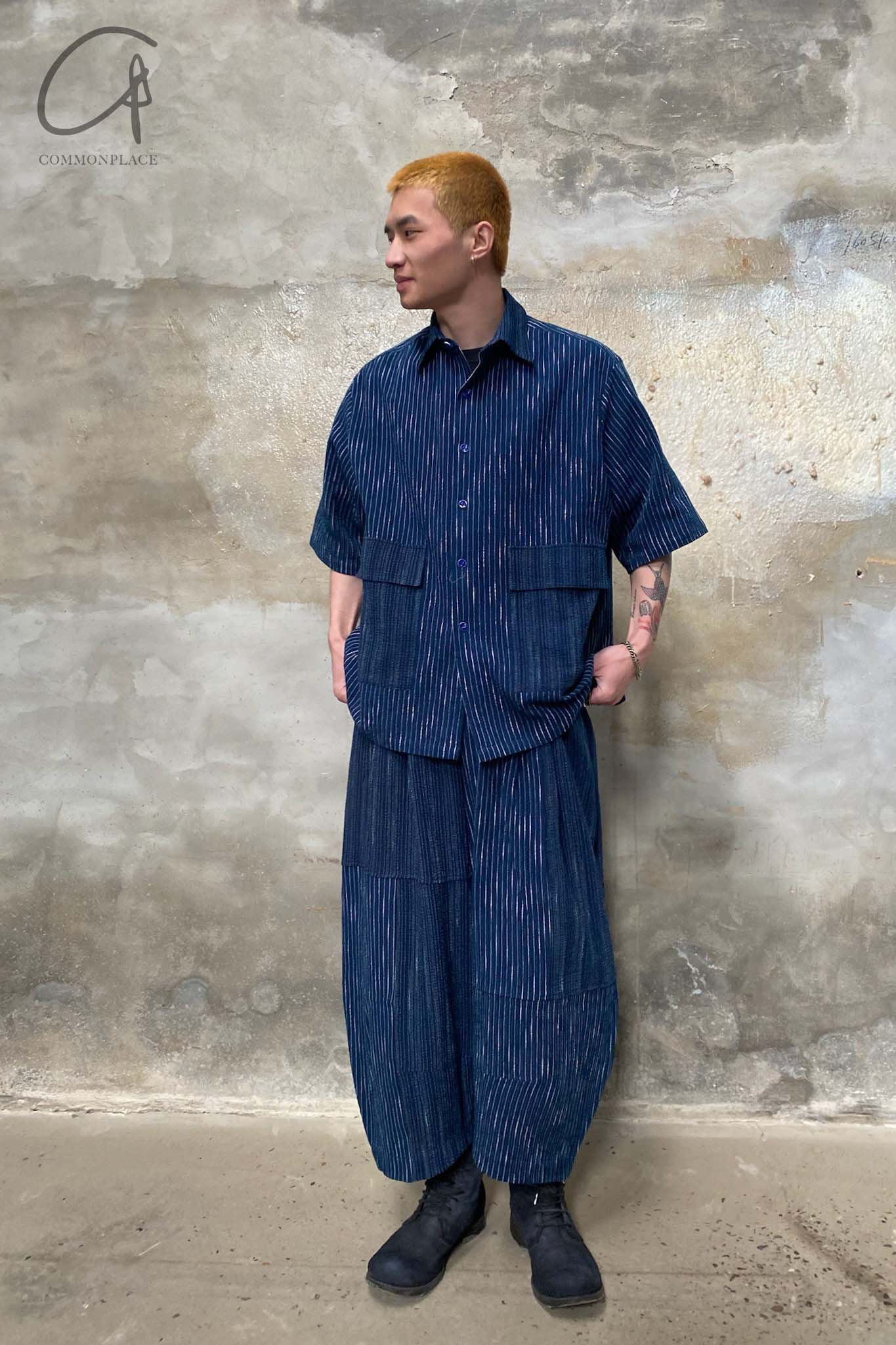 AVIVA JIFEI XUE Blue Striped Panel Wide Leg Pants S22-CWLP - Image 29