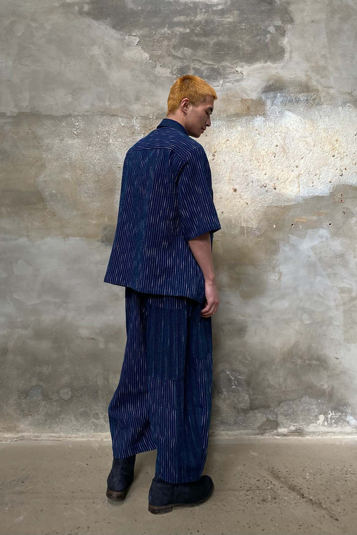 AVIVA JIFEI XUE Blue Striped Panel Wide Leg Pants S22-CWLP - Image 34