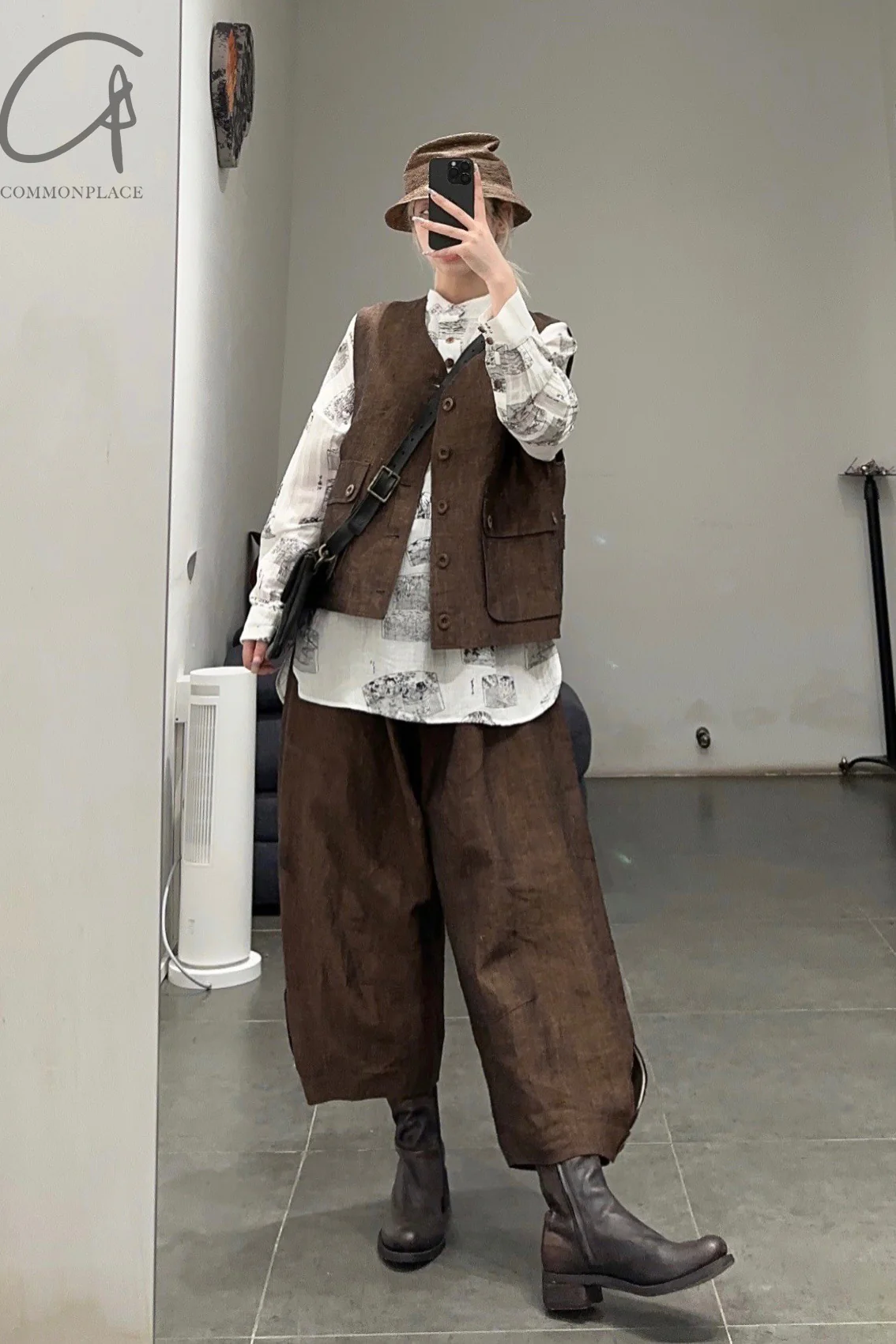Aviva Jifei Xue cocoon wide-leg pants SS23-CWLP2-ACP bronze color - Image 26