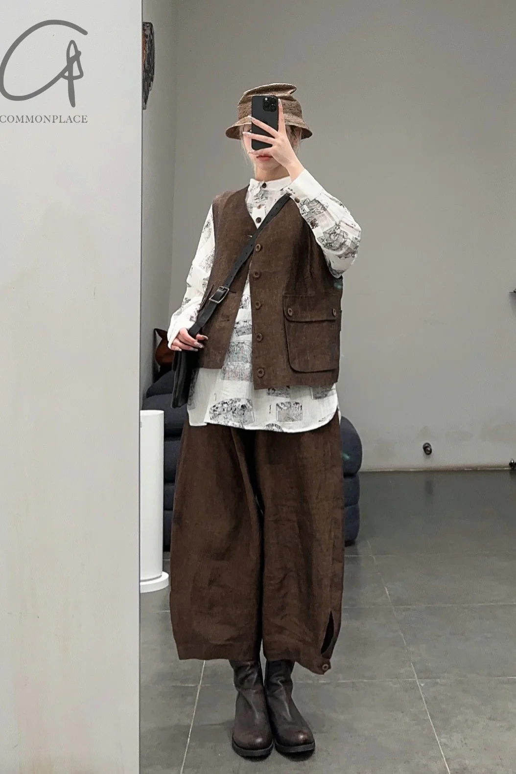 Aviva Jifei Xue cocoon wide-leg pants SS23-CWLP2-ACP bronze color - Image 28