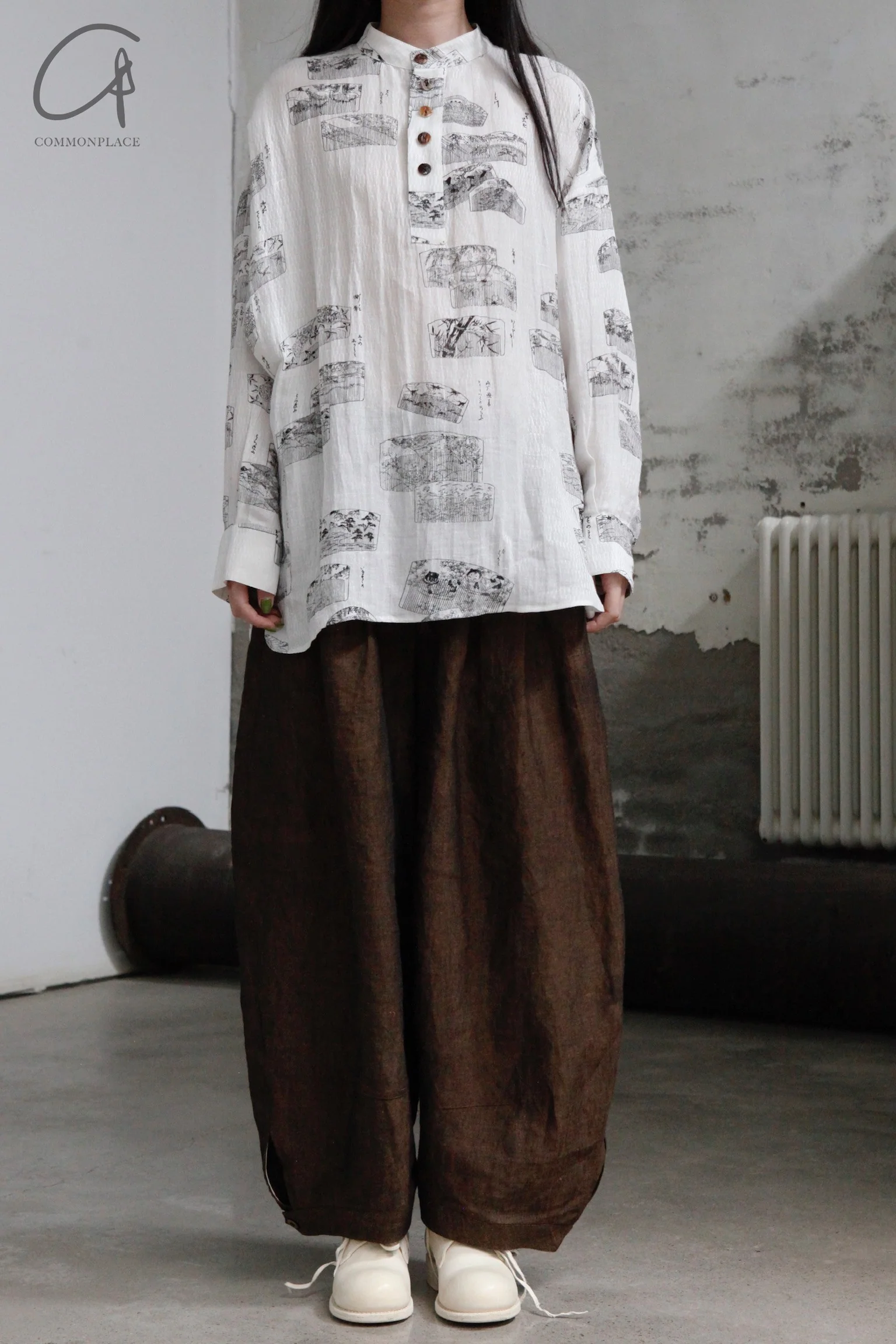 Aviva Jifei Xue cocoon wide-leg pants SS23-CWLP2-ACP bronze color - Image 9